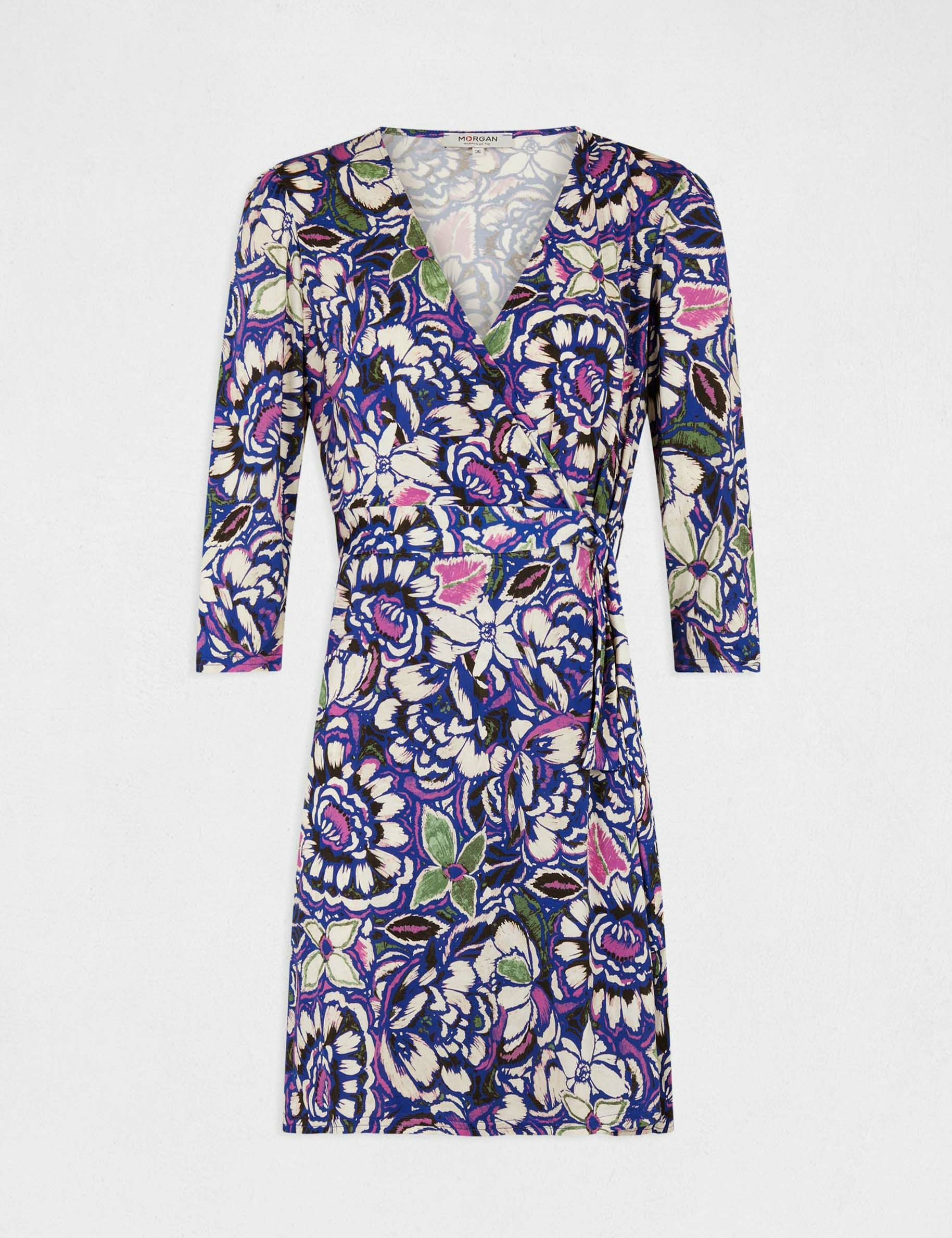 Robe portefeuille imprim&eacute; v&eacute;g&eacute;tal multico femme