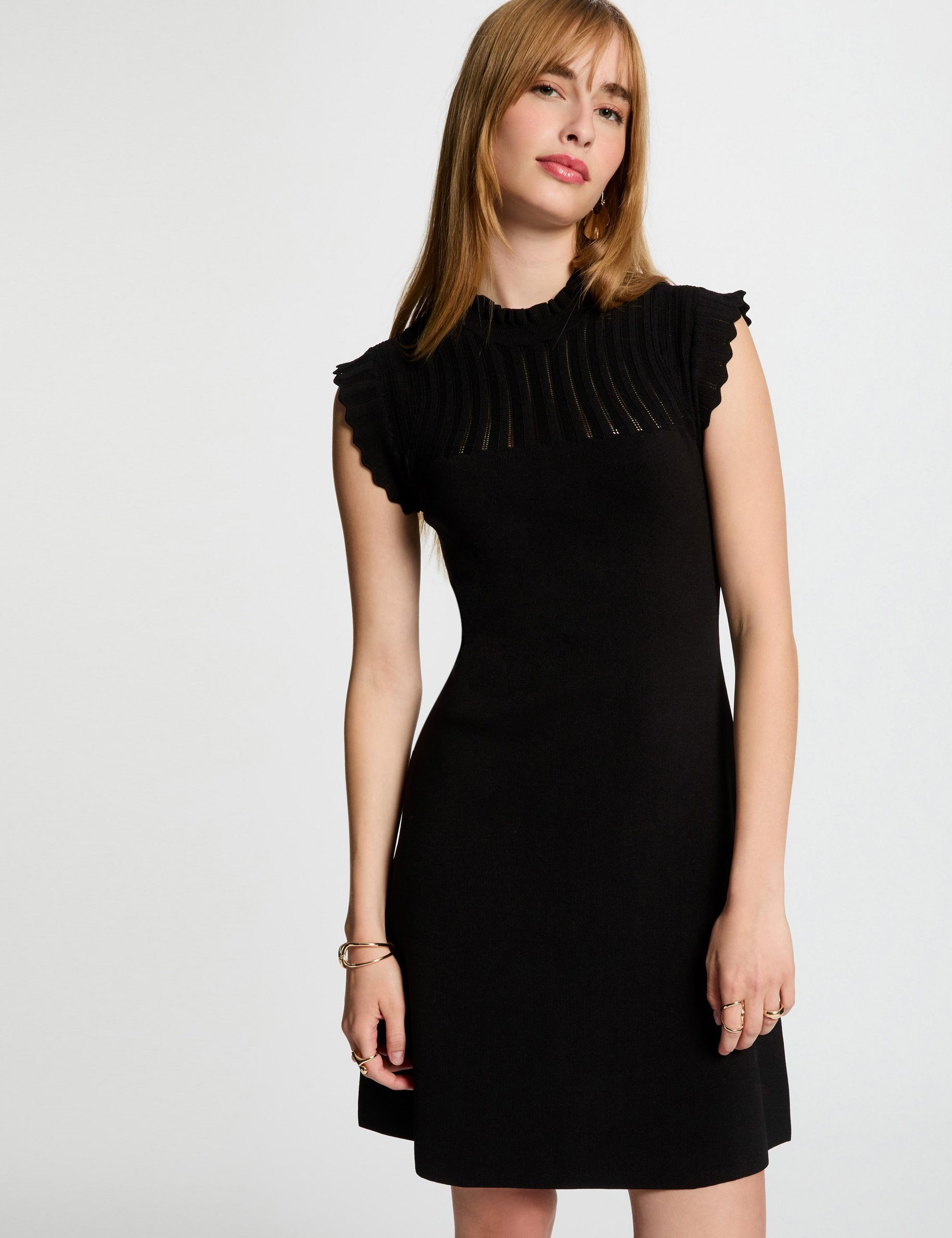 robe tricot courte trapeze noir femme Robe tricot courte trapèze noir femme