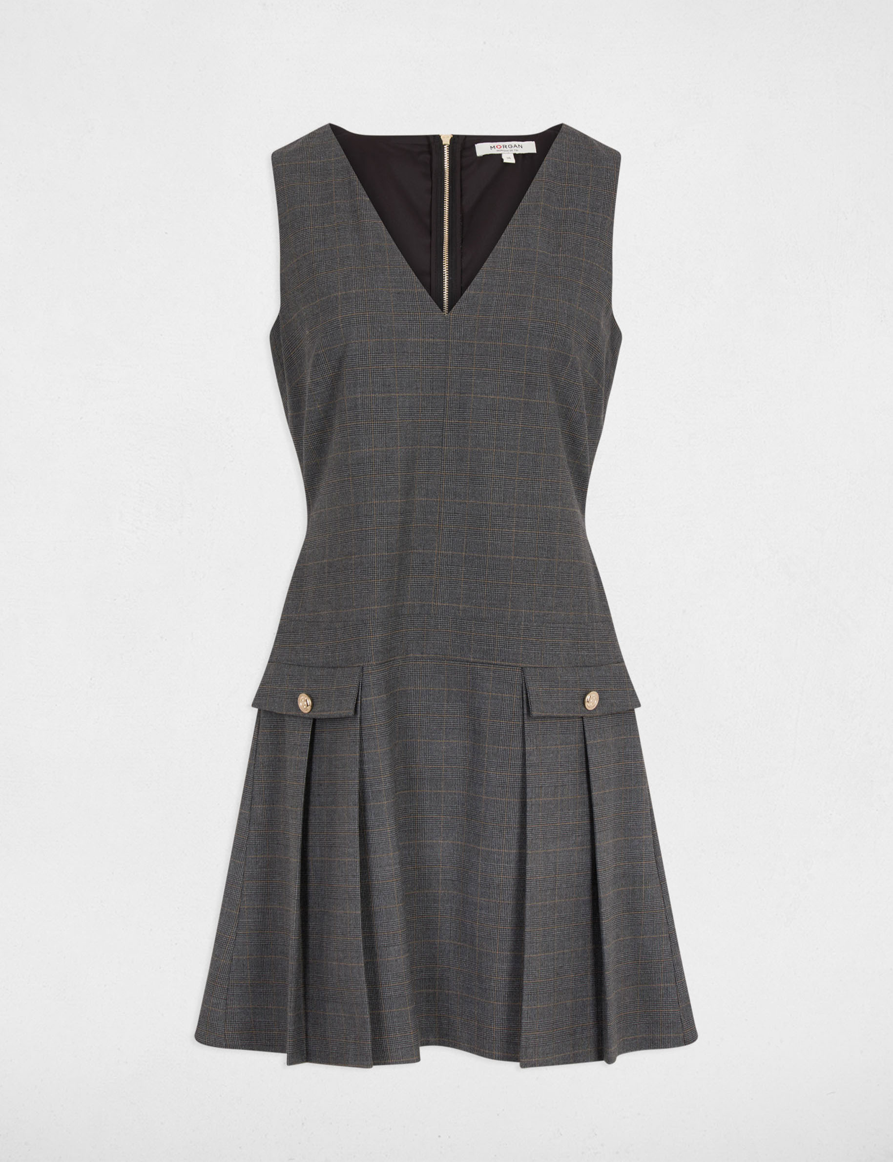 Robe chasuble ajust&eacute;e gris moyen femme