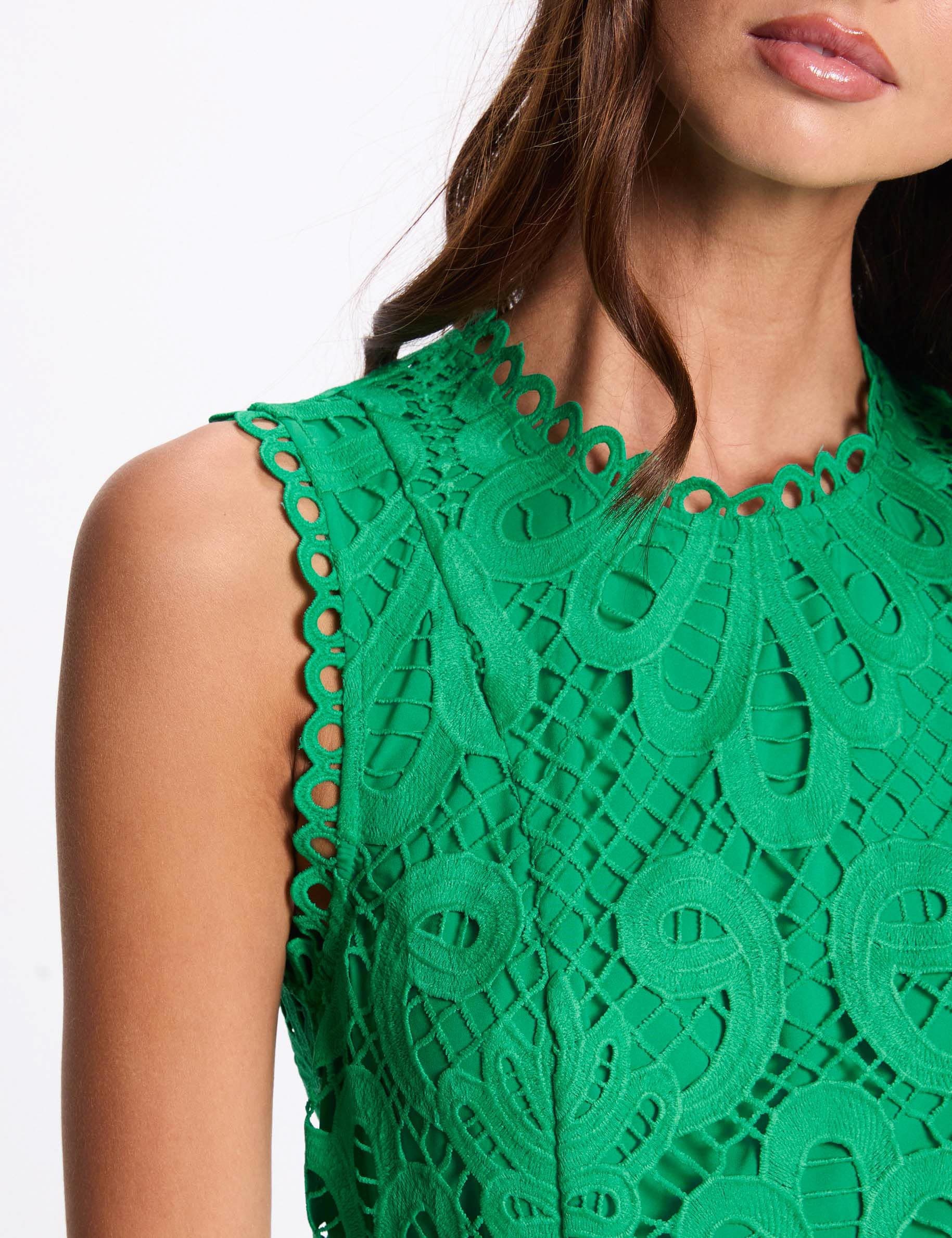 top sans manches dentelle vert emeraude femme Top sans manches dentelle vert émeraude femme