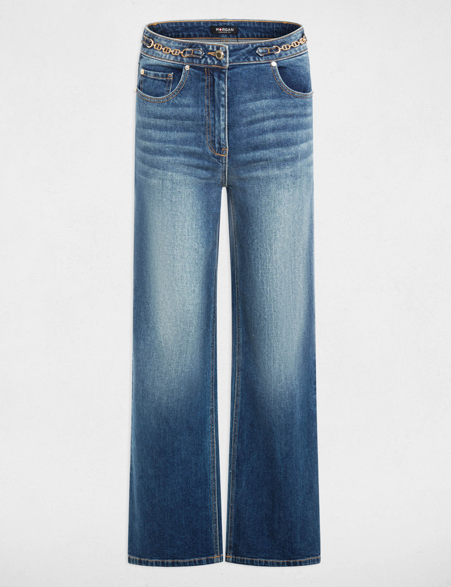 Jean large taille haute denim stone femme