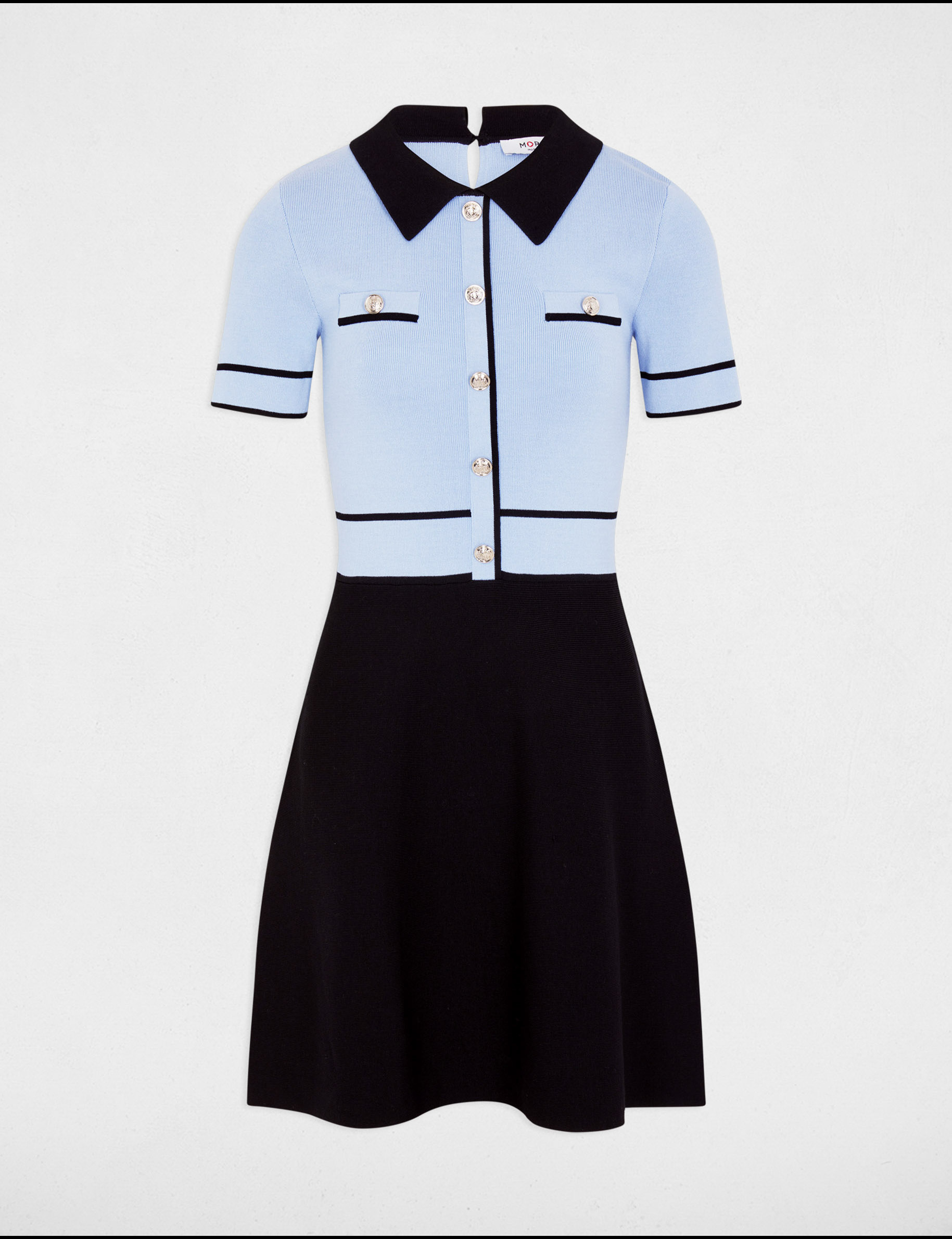 robe tricot courte trapeze bleu ciel femme Robe tricot courte trapèze bleu ciel femme