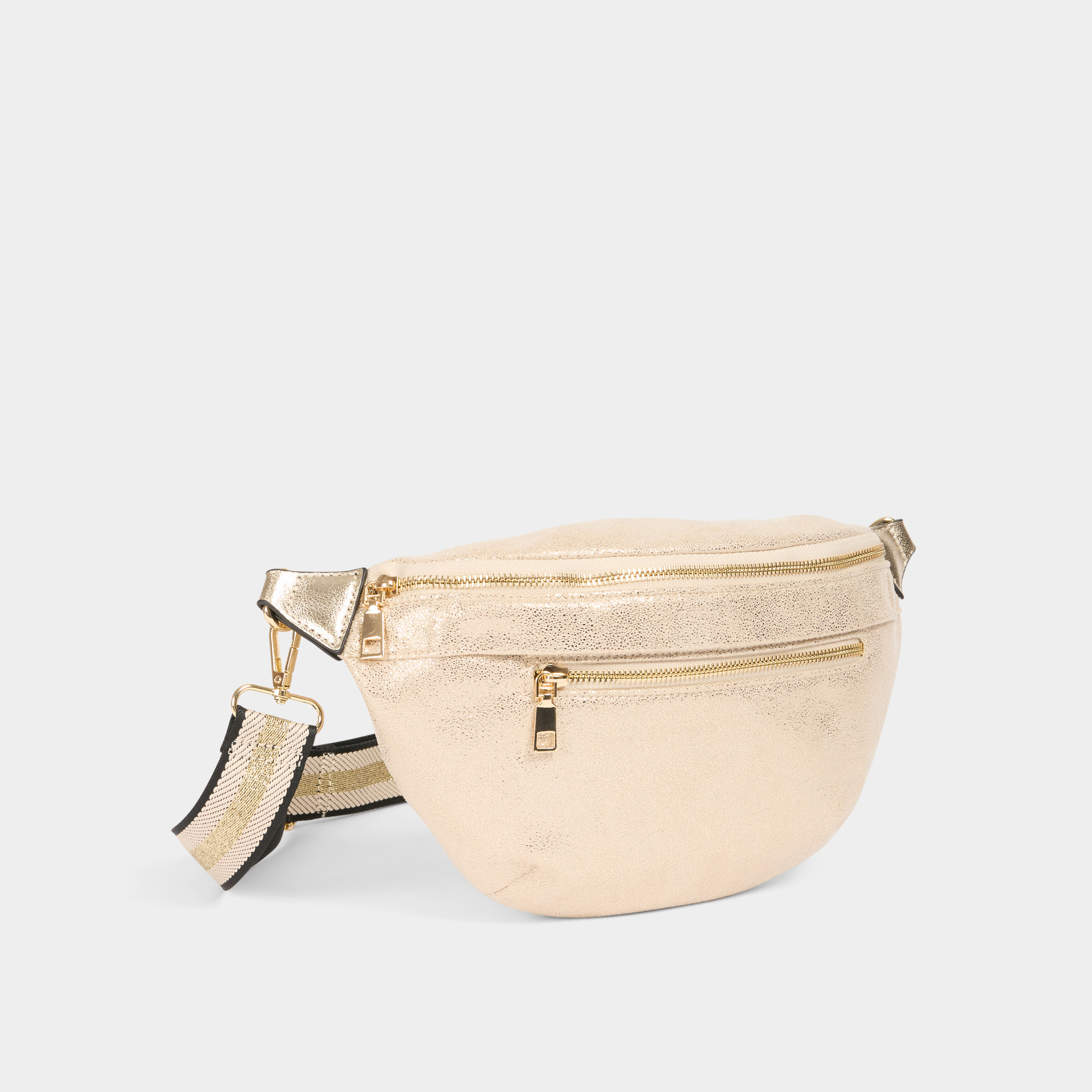 Sac banane m&eacute;tallis&eacute; jaune or femme