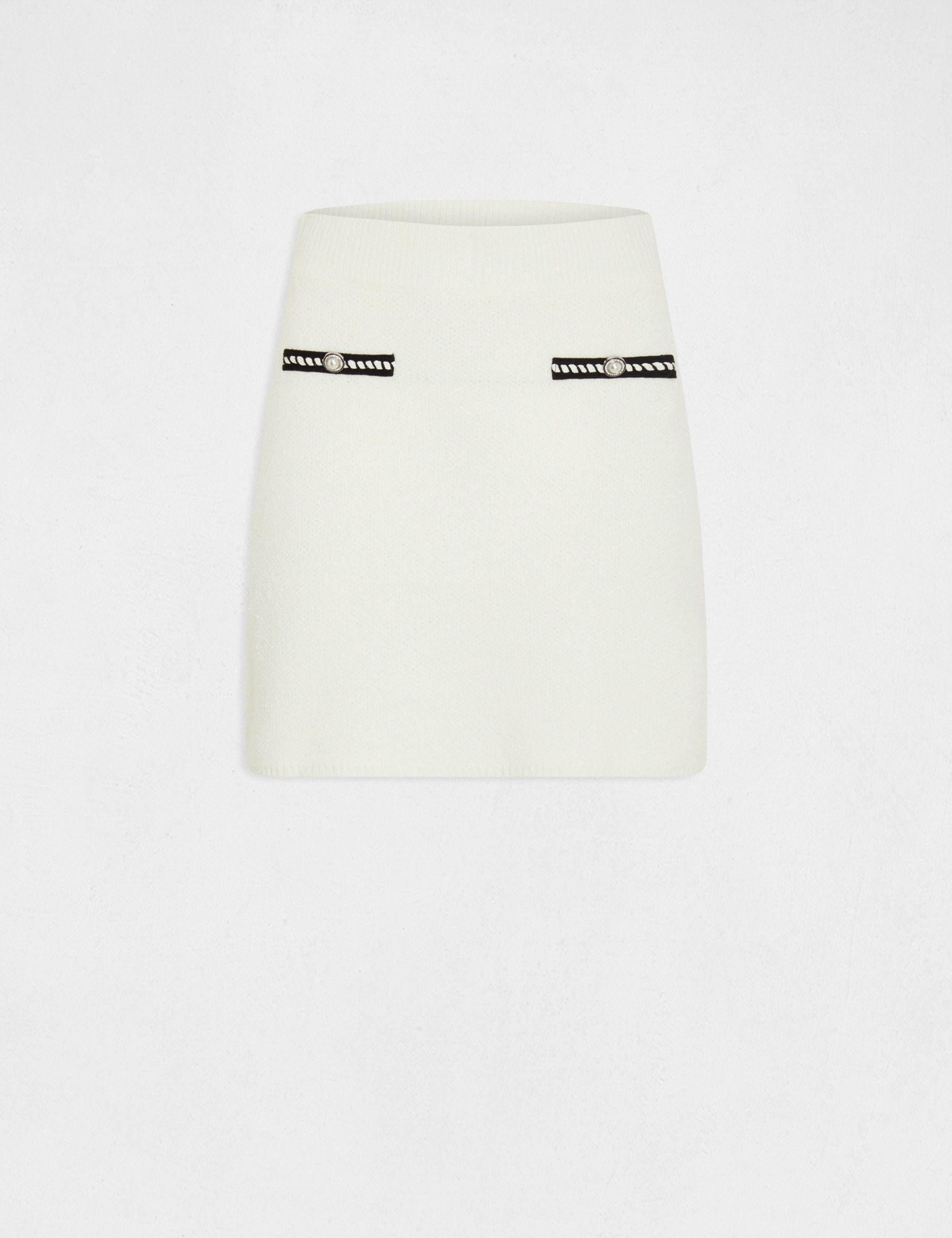 jupe en tricot courte droite ivoire femme Jupe en tricot courte droite ivoire femme
