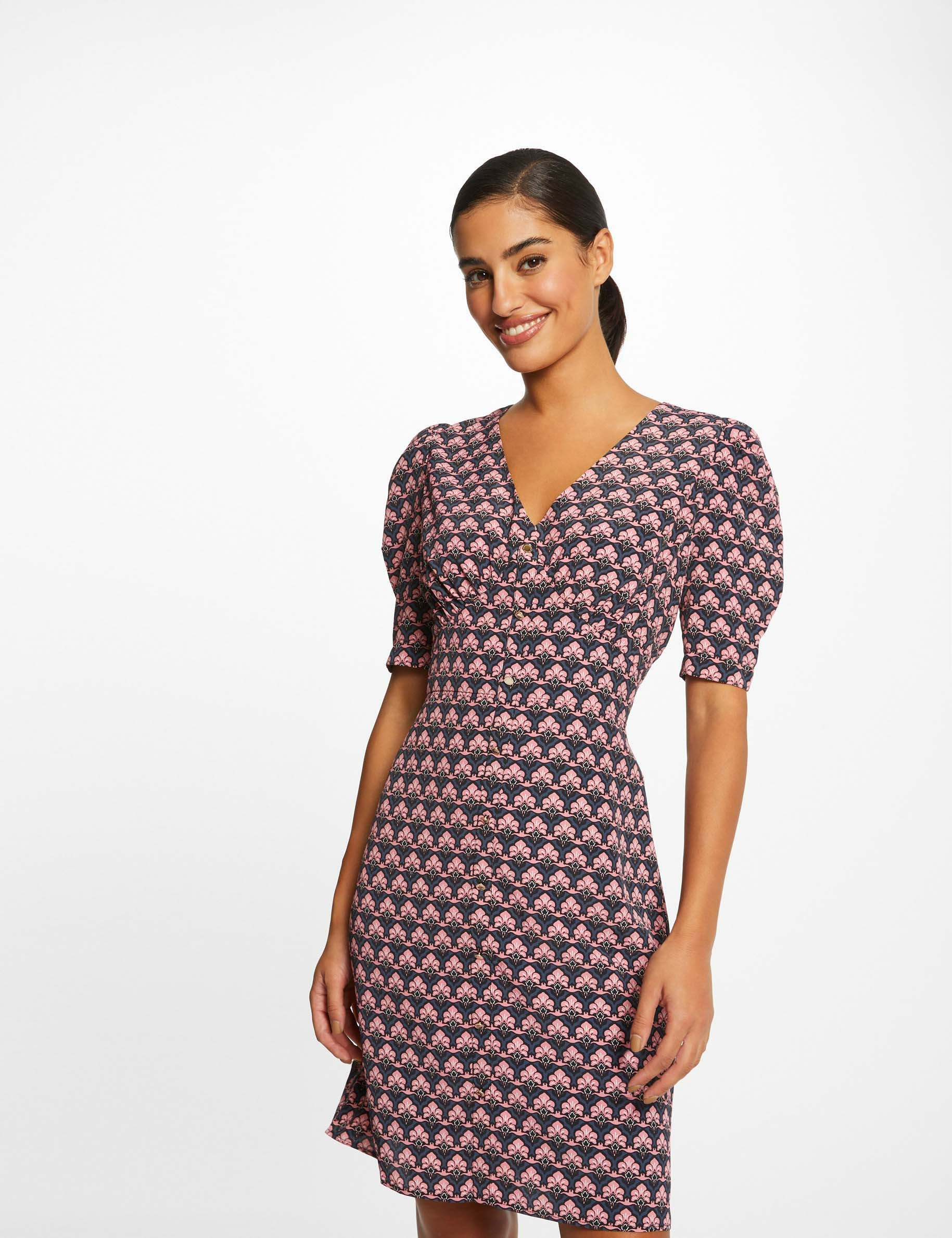 Robe droite imprimé abstrait multico femme Robe droite imprimé abstrait multico femme