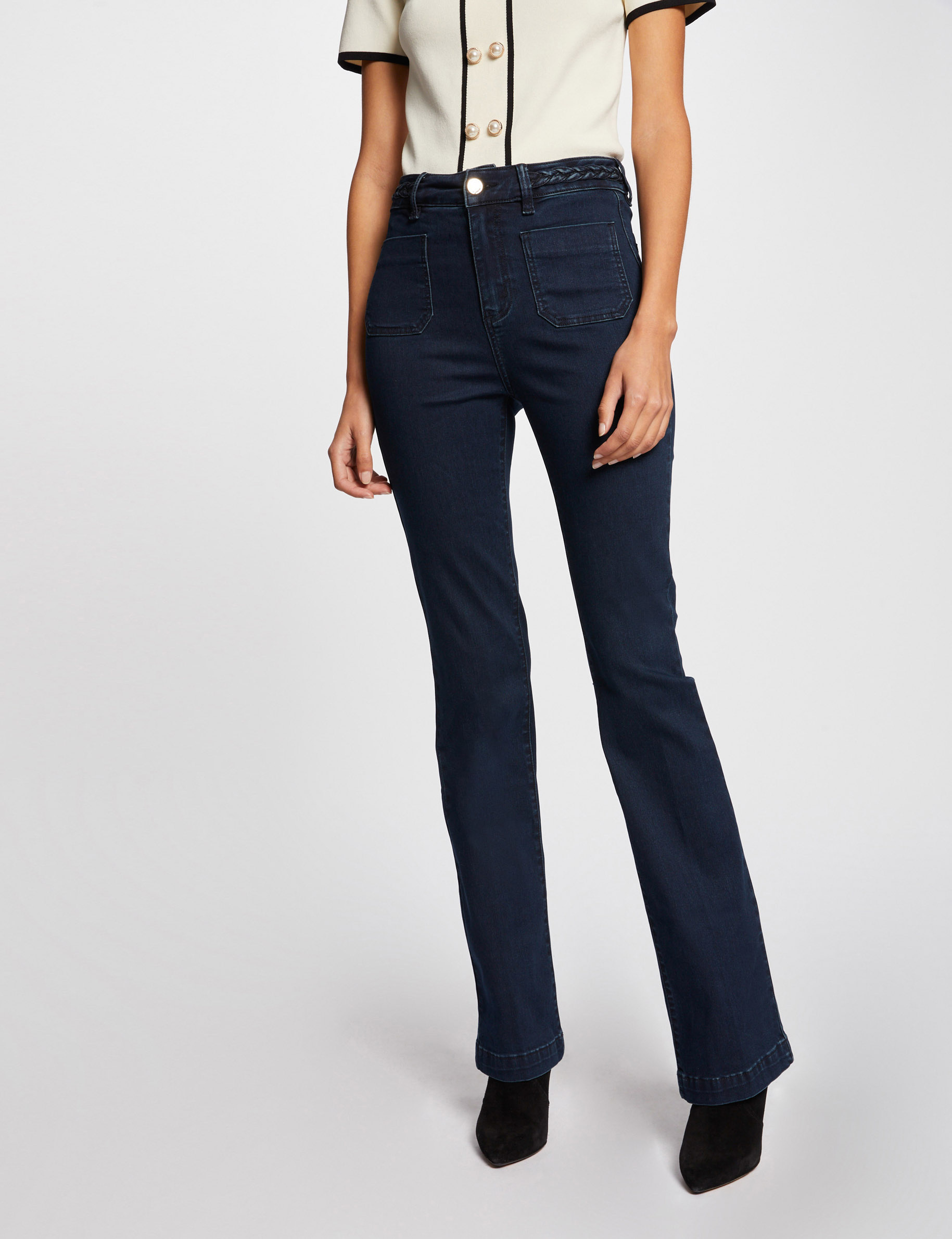 Jeans bootcut avec d&eacute;tails tress&eacute;s jean brut femme