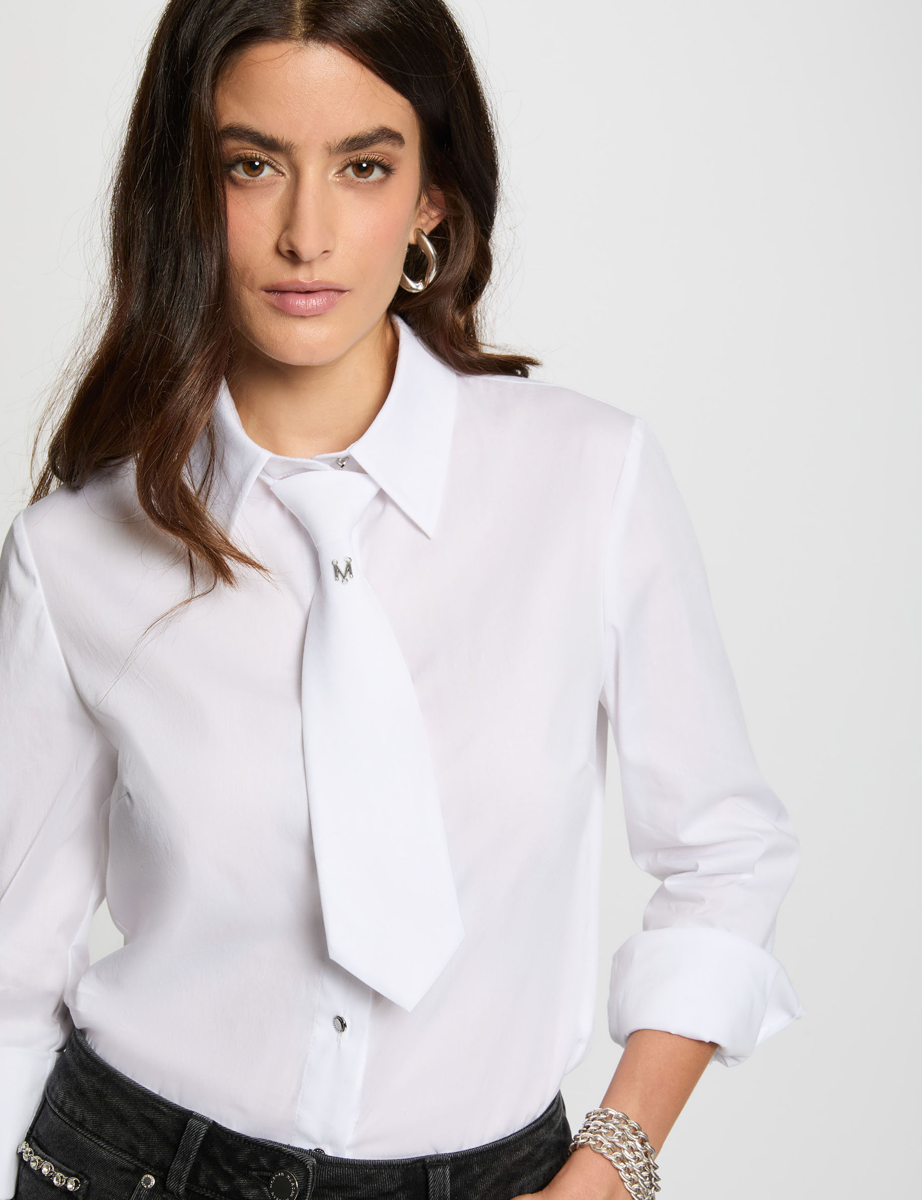 Chemise manches longues blanc femme Morgan