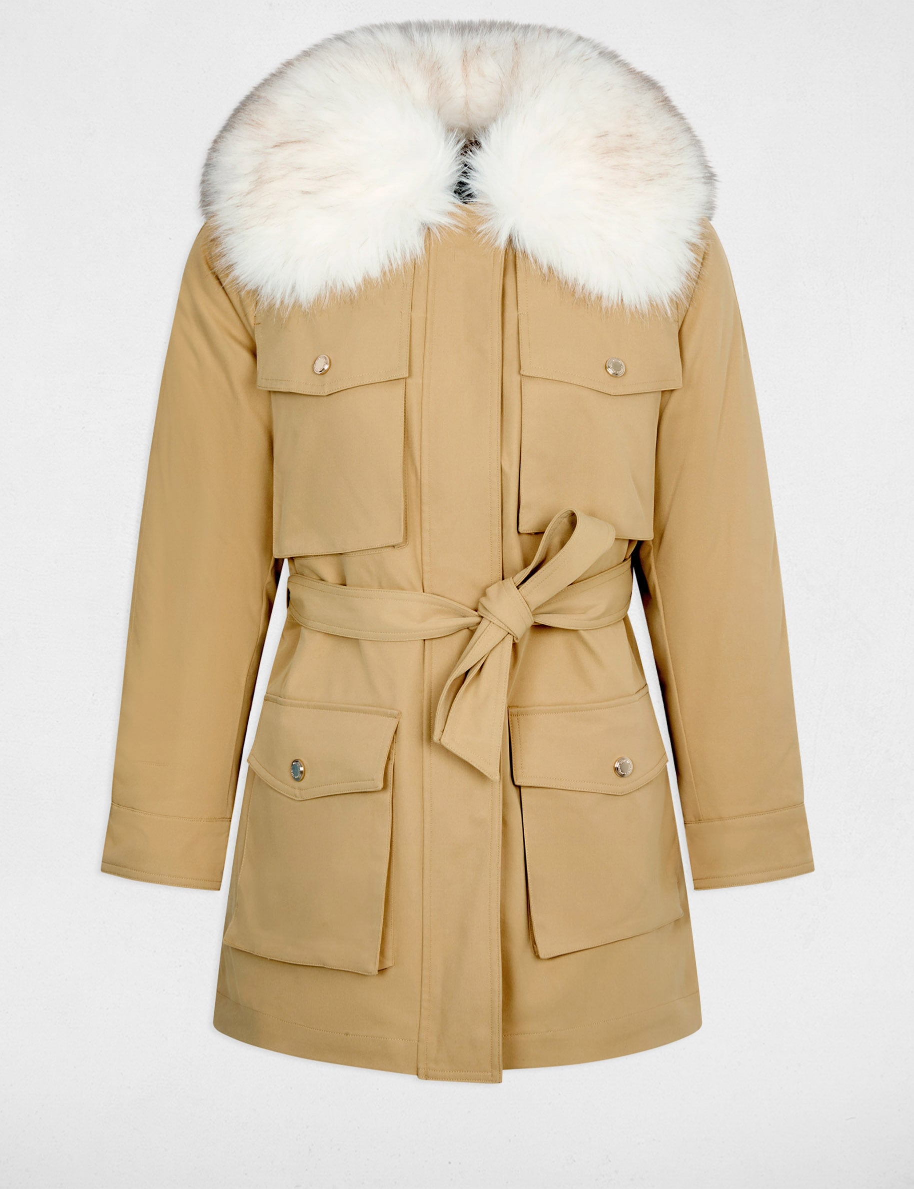 Parka col montant beige femme
