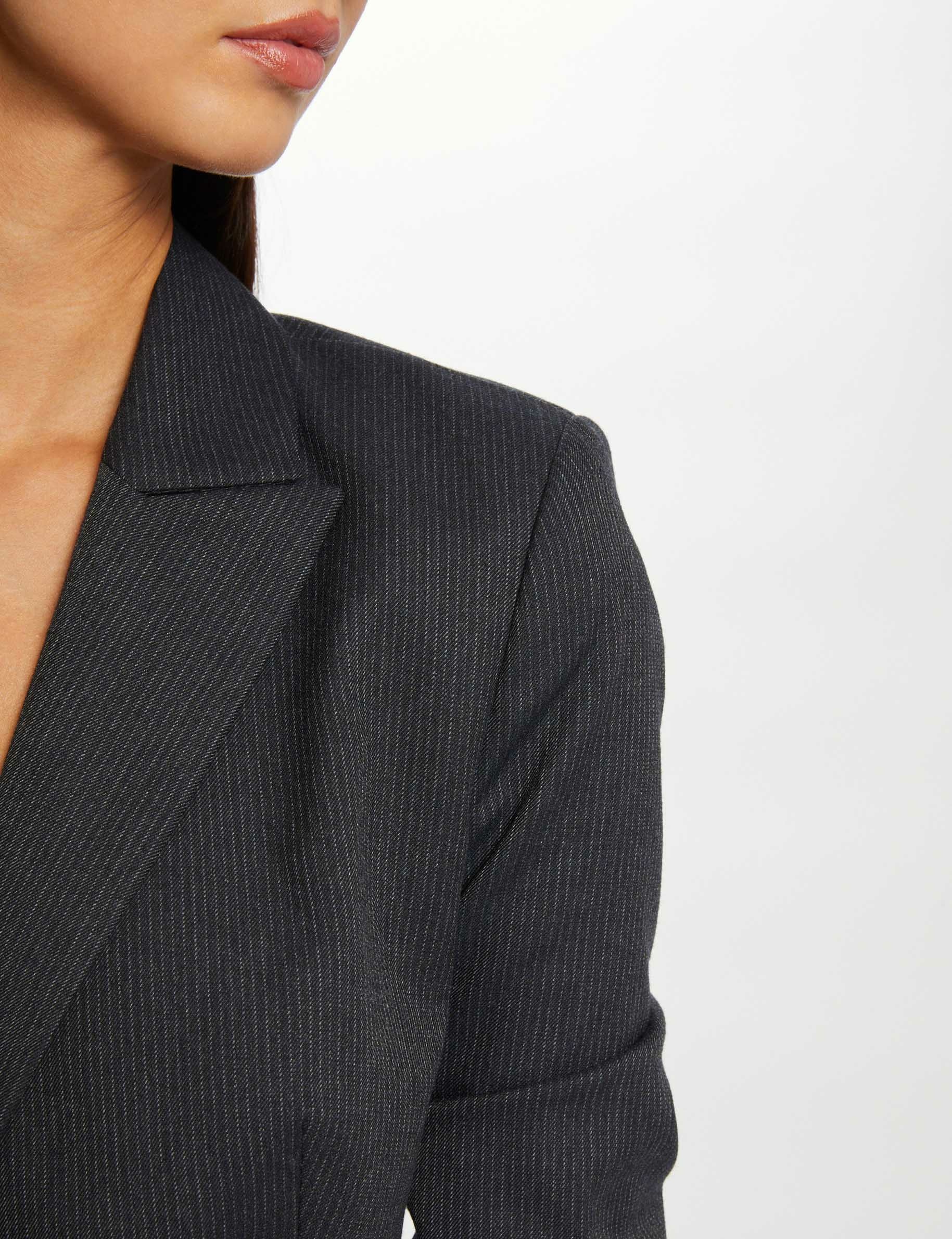 veste cintree a rayures gris anthracite femme Veste cintrée à rayures gris anthracite femme