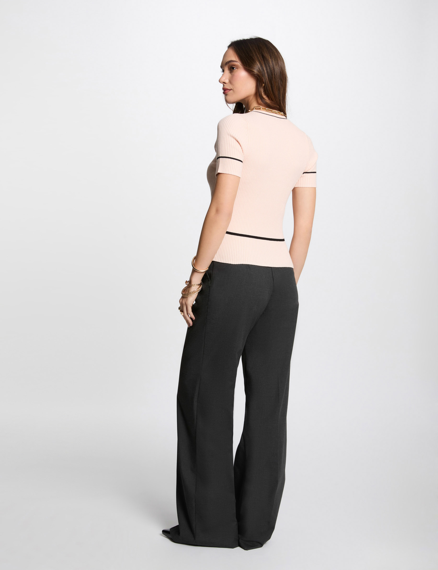 pull manches courtes rose clair femme Pull manches courtes rose clair femme