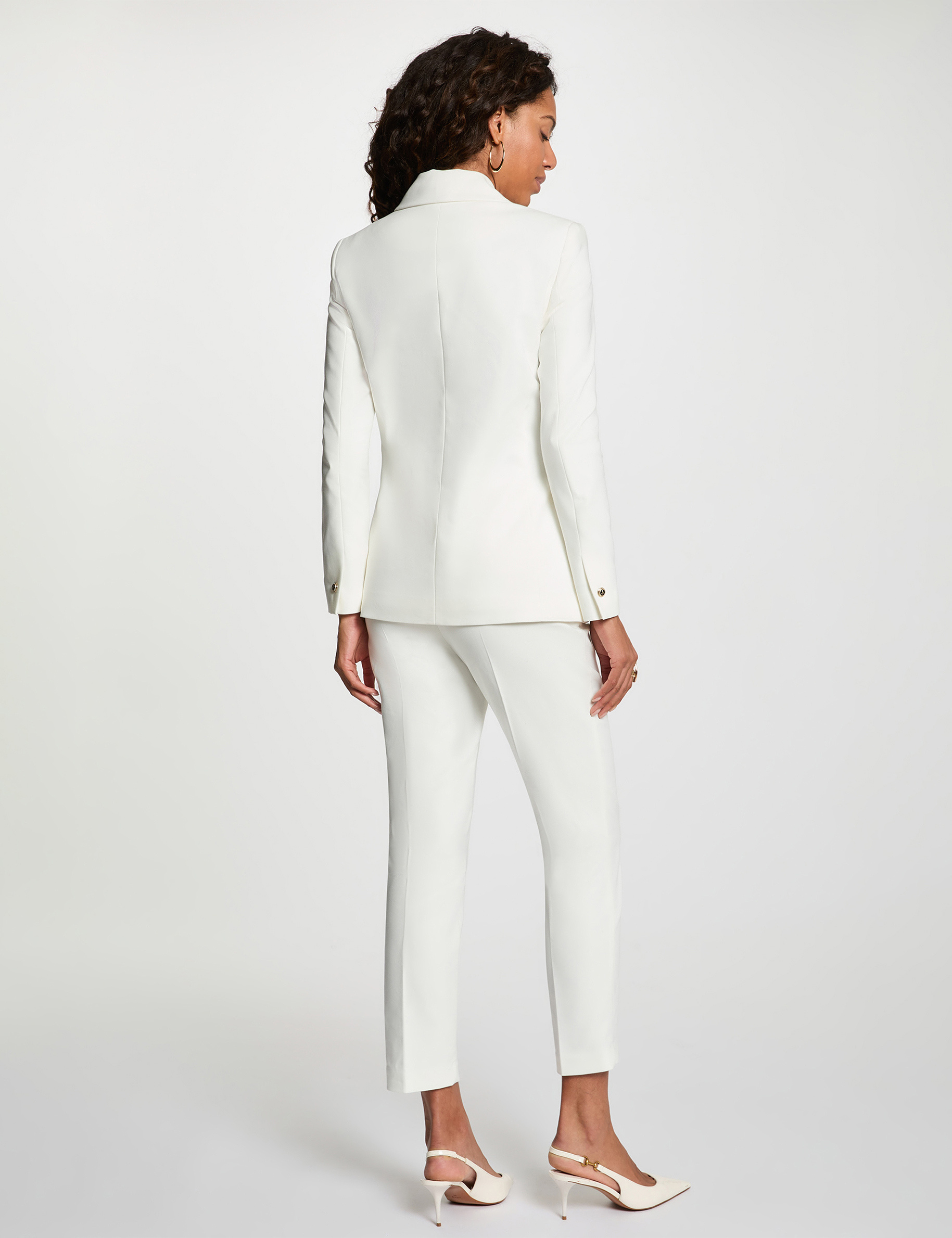 Pantalon slim uni blanc femme