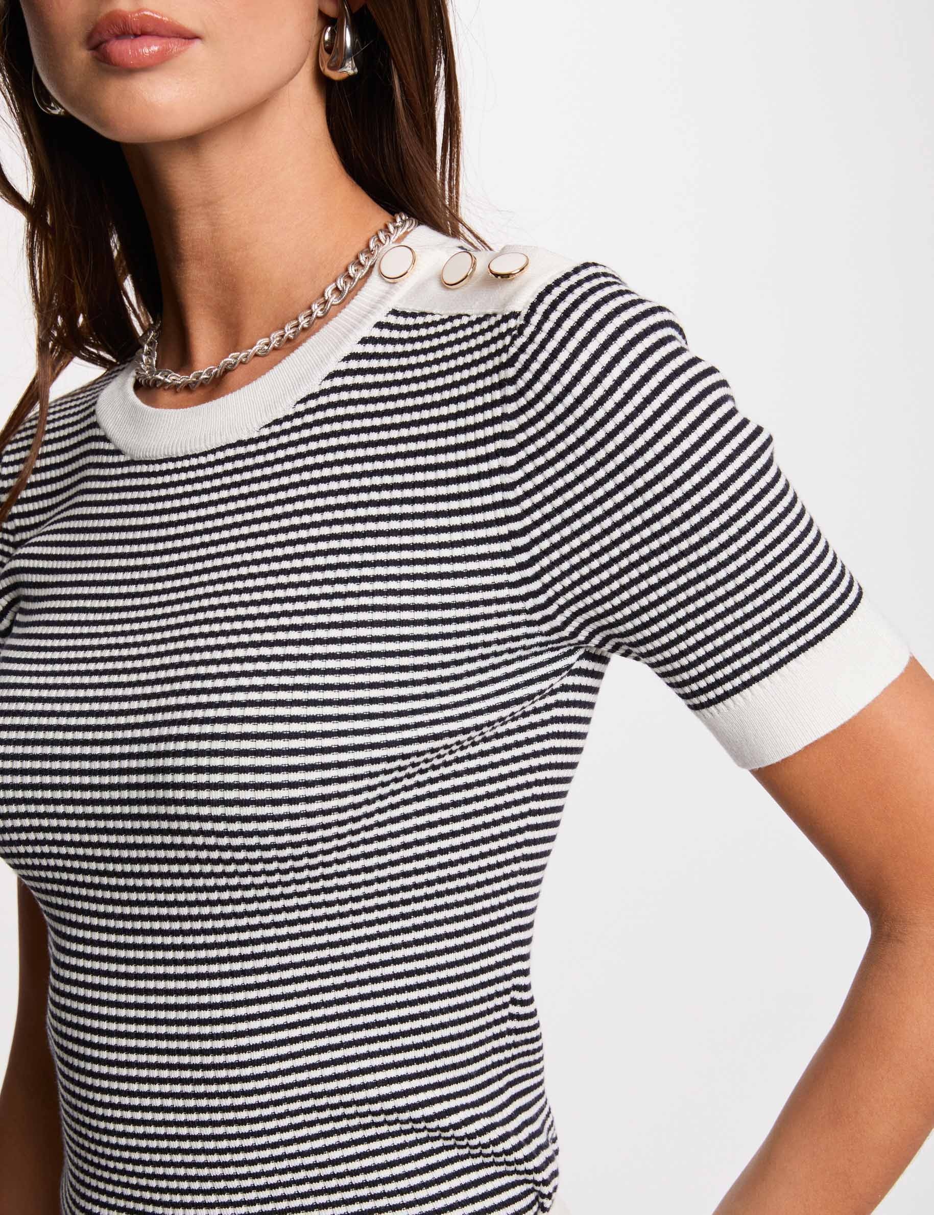 Marron FEMME T-Shirt Rayé À Manches Longues Et Col Ras Du Cou Coupe