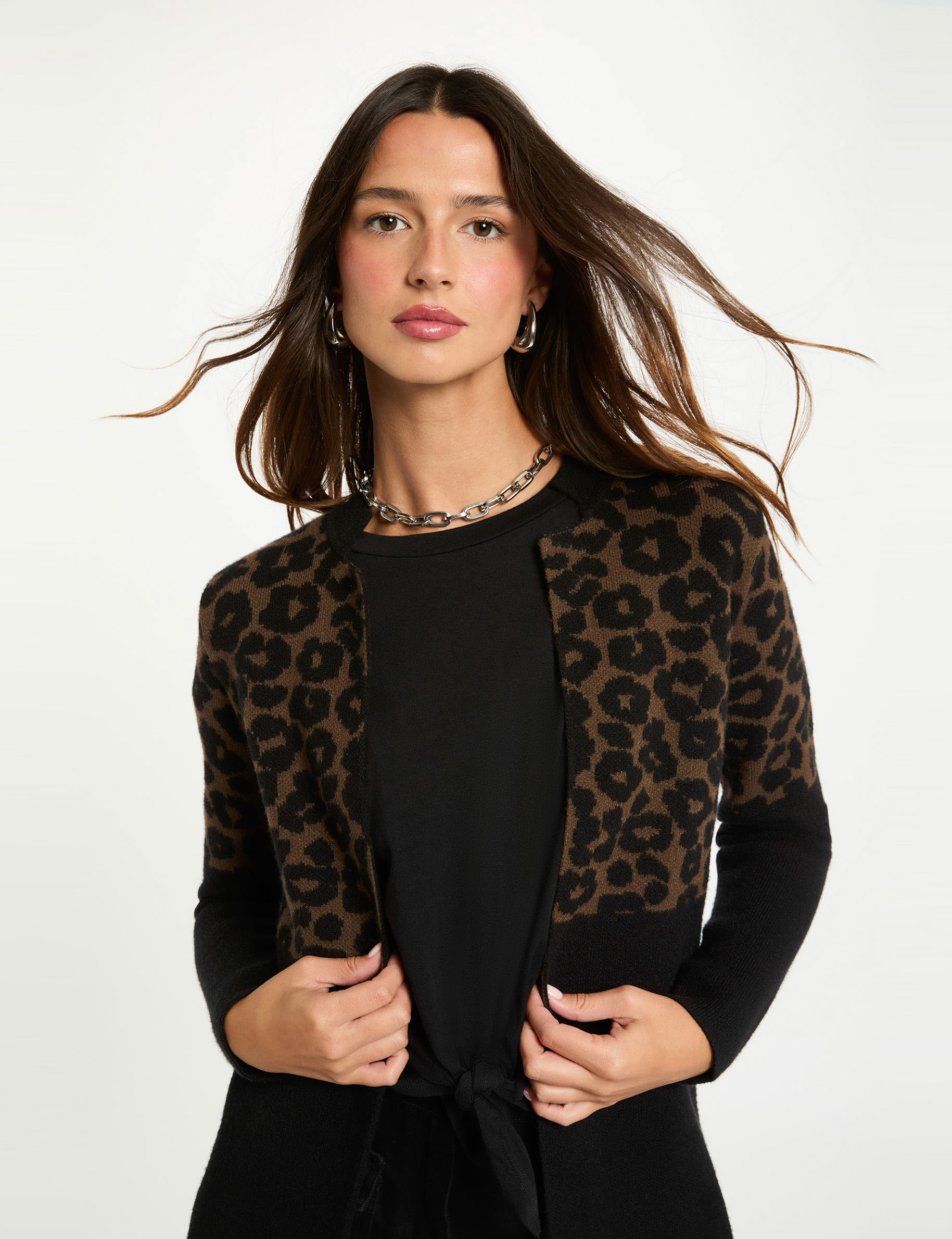 Gilet jacquard léopard multicolore femme Morgan