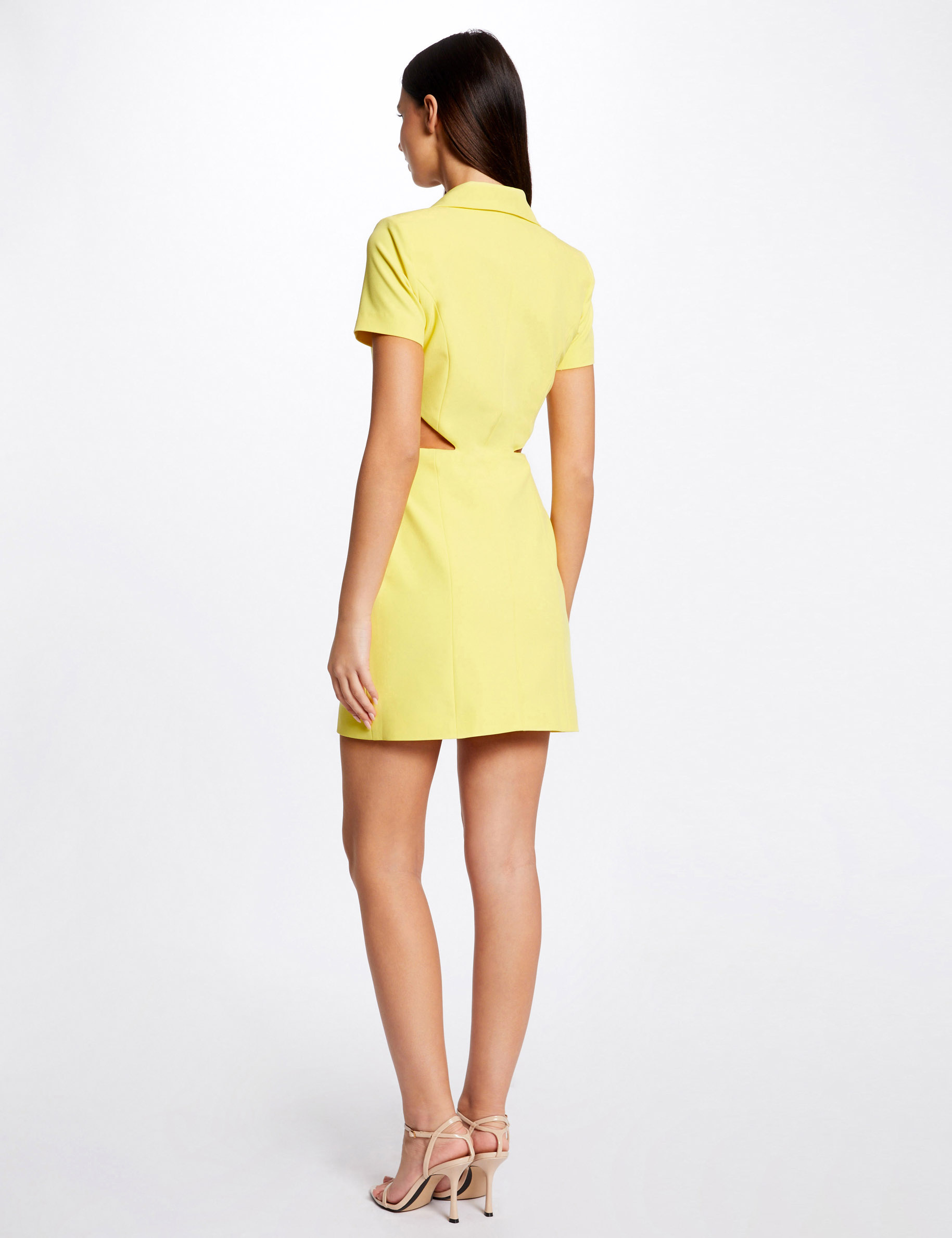 Robe portefeuille avec ouvertures jaune femme Robe portefeuille avec ouvertures jaune femme