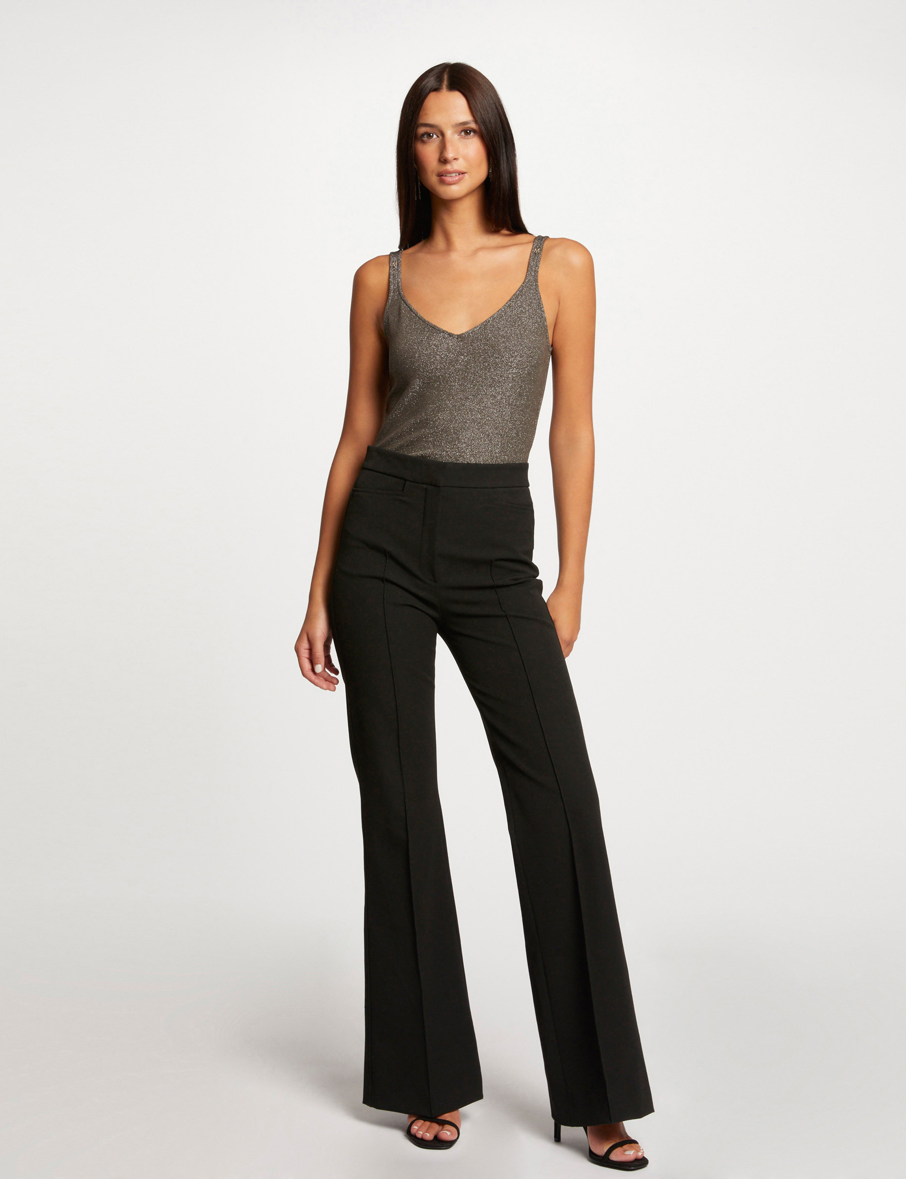 debardeur col en v fils metallises vert fonce femme Débardeur col en V fils métallisés vert fonce femme