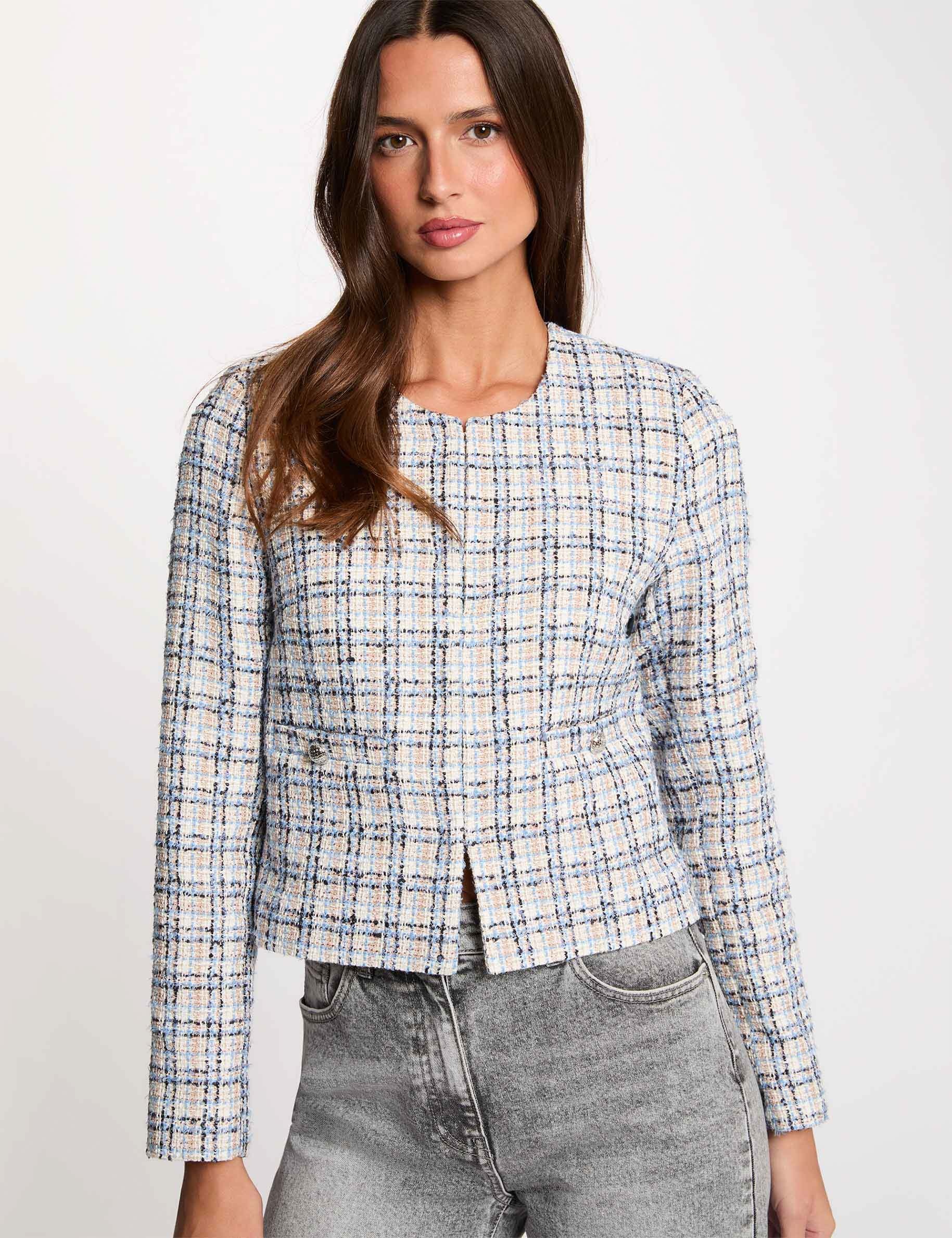 Veste En Tweed Fille Monsoon Vintage 7-8 Ans (gris Et Marron)