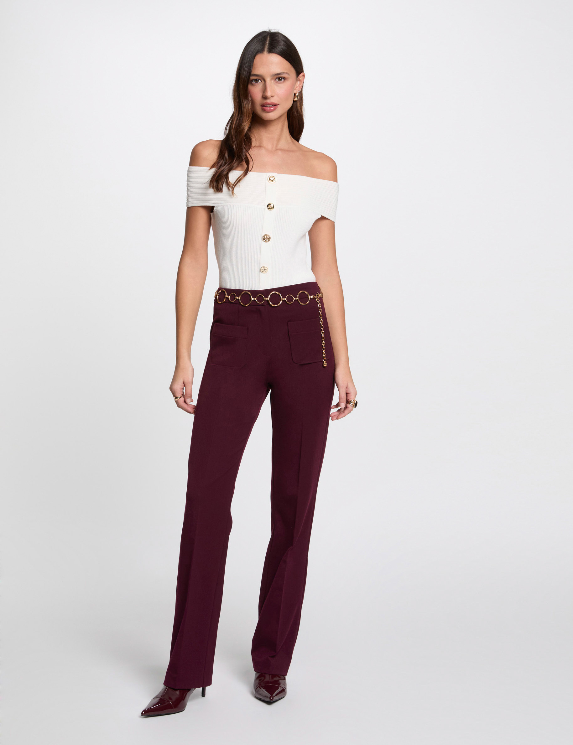 pantalon bootcut prune femme Pantalon bootcut prune femme
