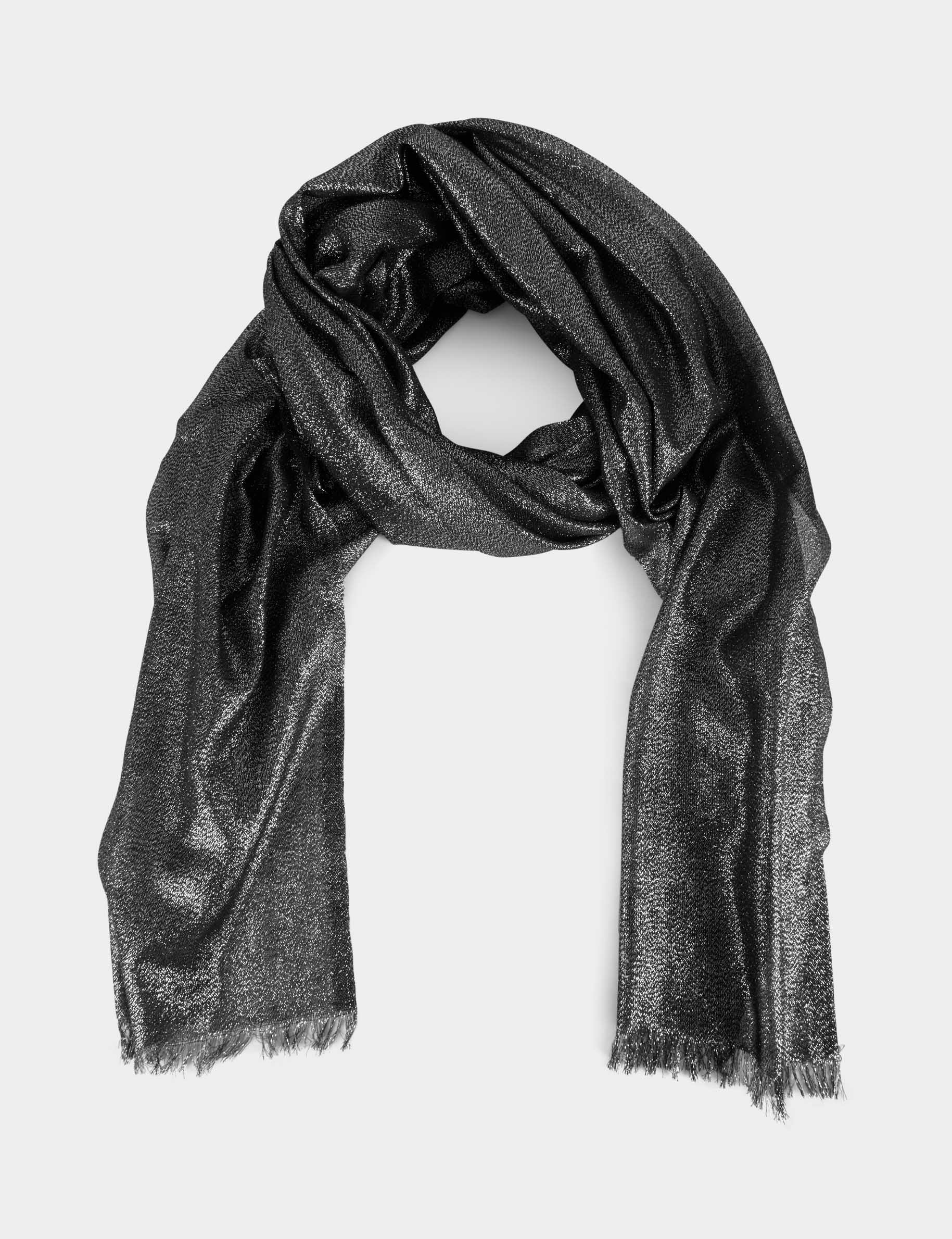 Foulard avec fils métallisés argente femme