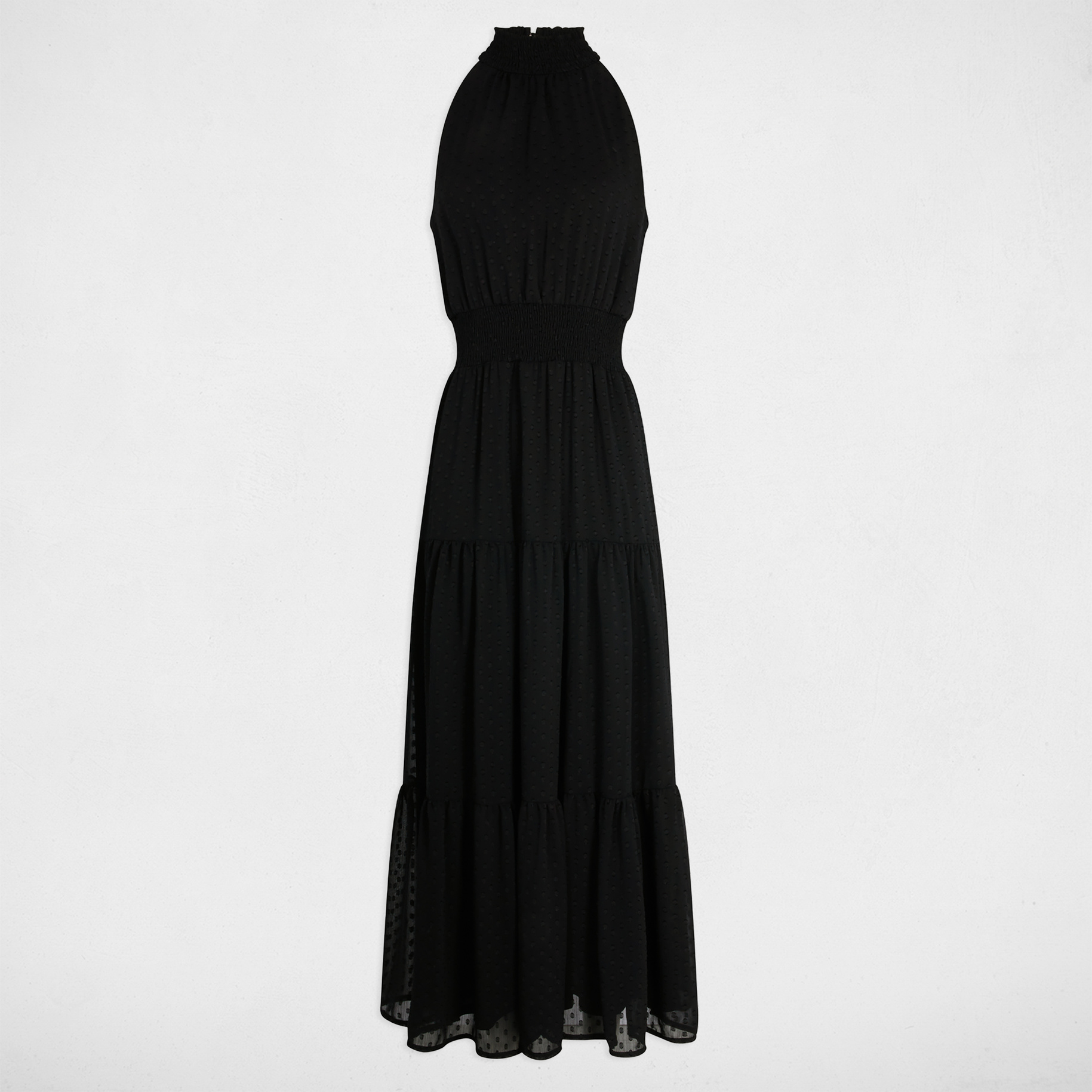 robe longue droite plumetis noir femme Robe longue droite plumetis noir femme