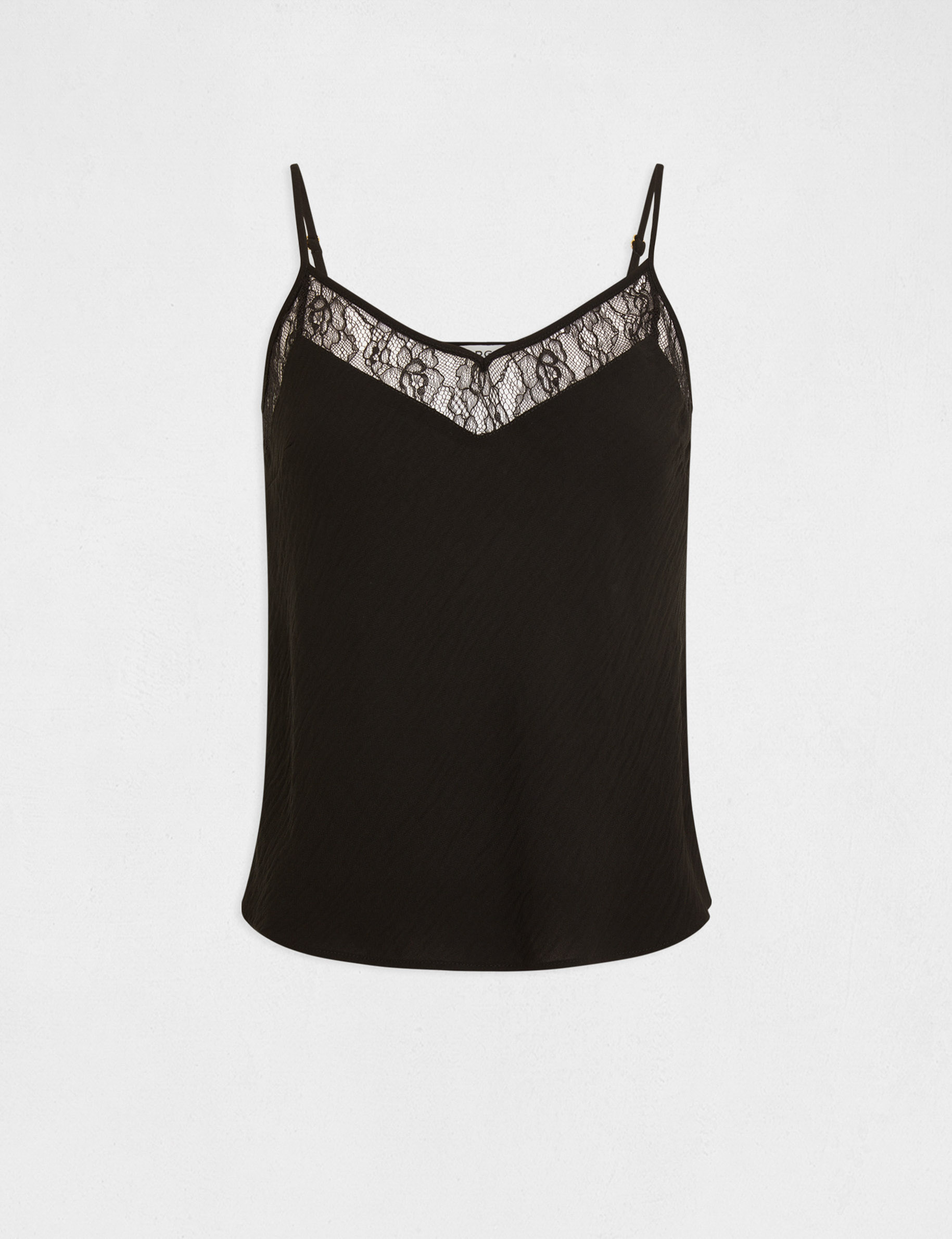 blouse bretelles fines a dentelle noir femme Blouse bretelles fines à dentelle noir femme