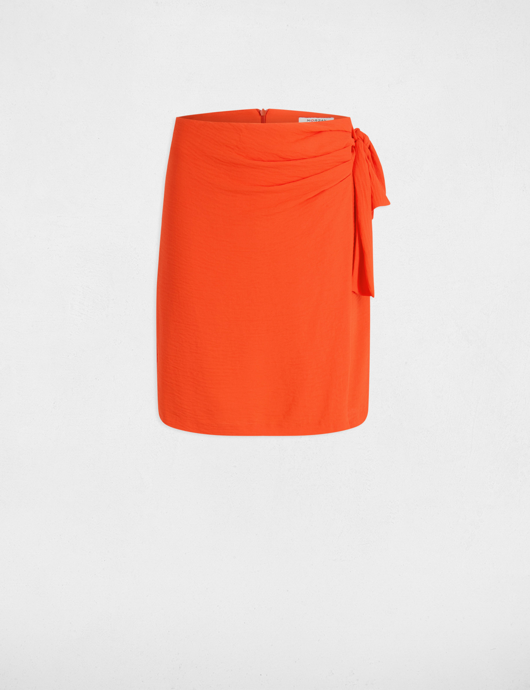 Jupe portefeuille drap&eacute;e orange fonc&eacute; femme