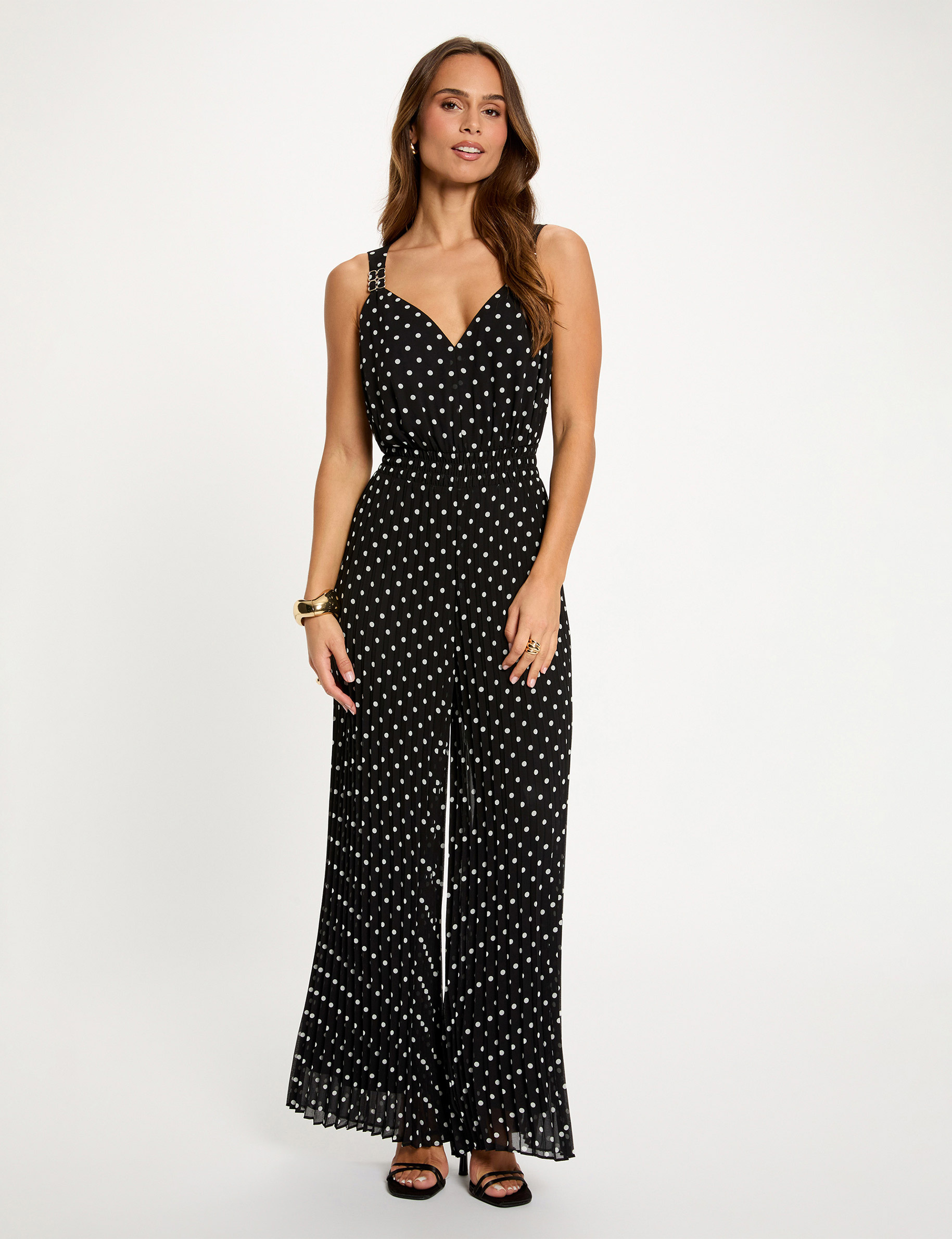 Combinaison fluide pliss&eacute;e multicolore femme