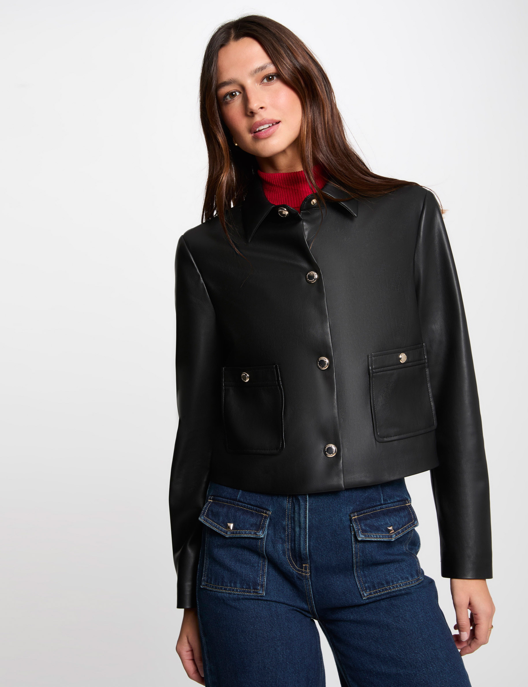 blouson court simili cuir noir femme Blouson court simili cuir noir femme