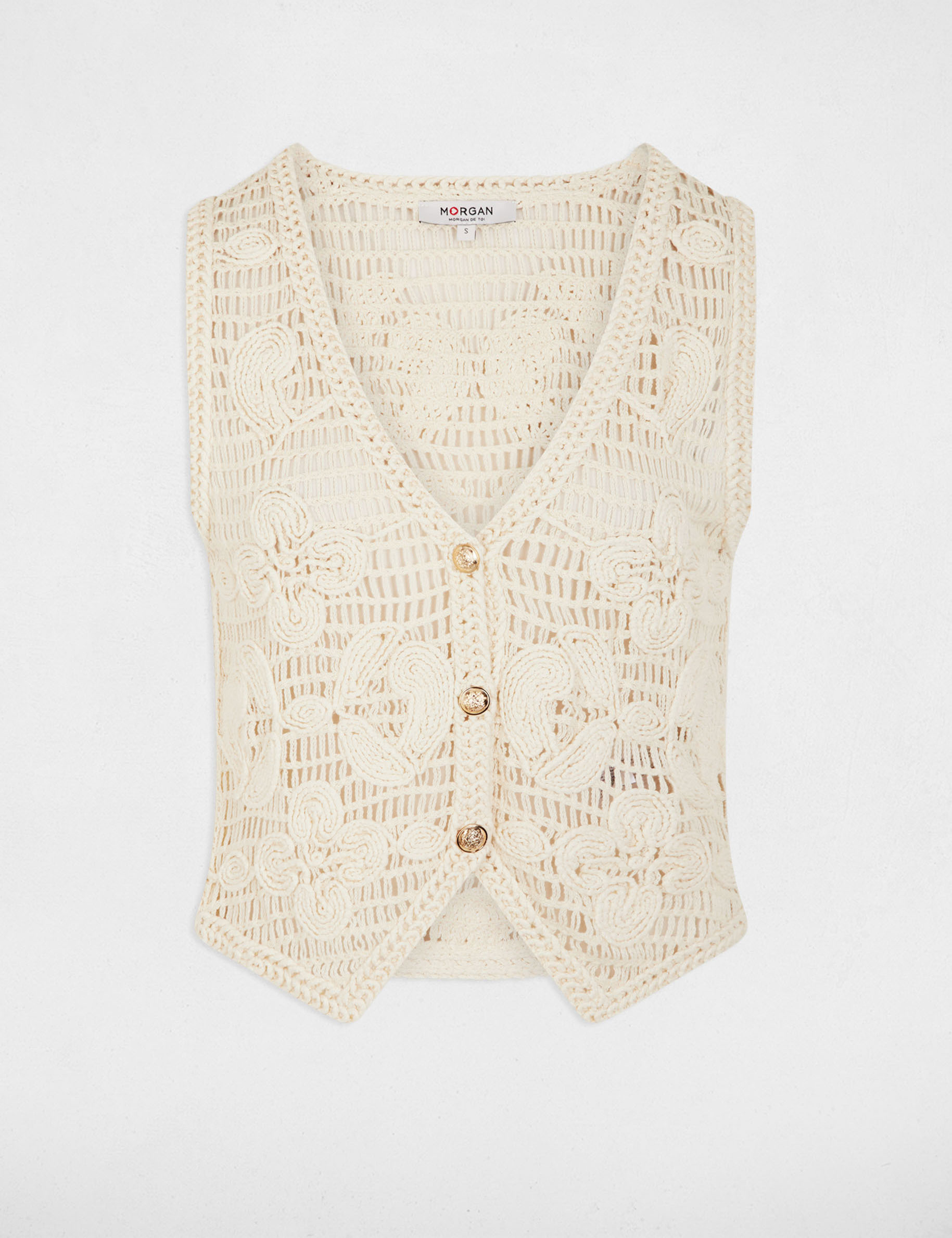 Gilet sans manches col v ivoire femme