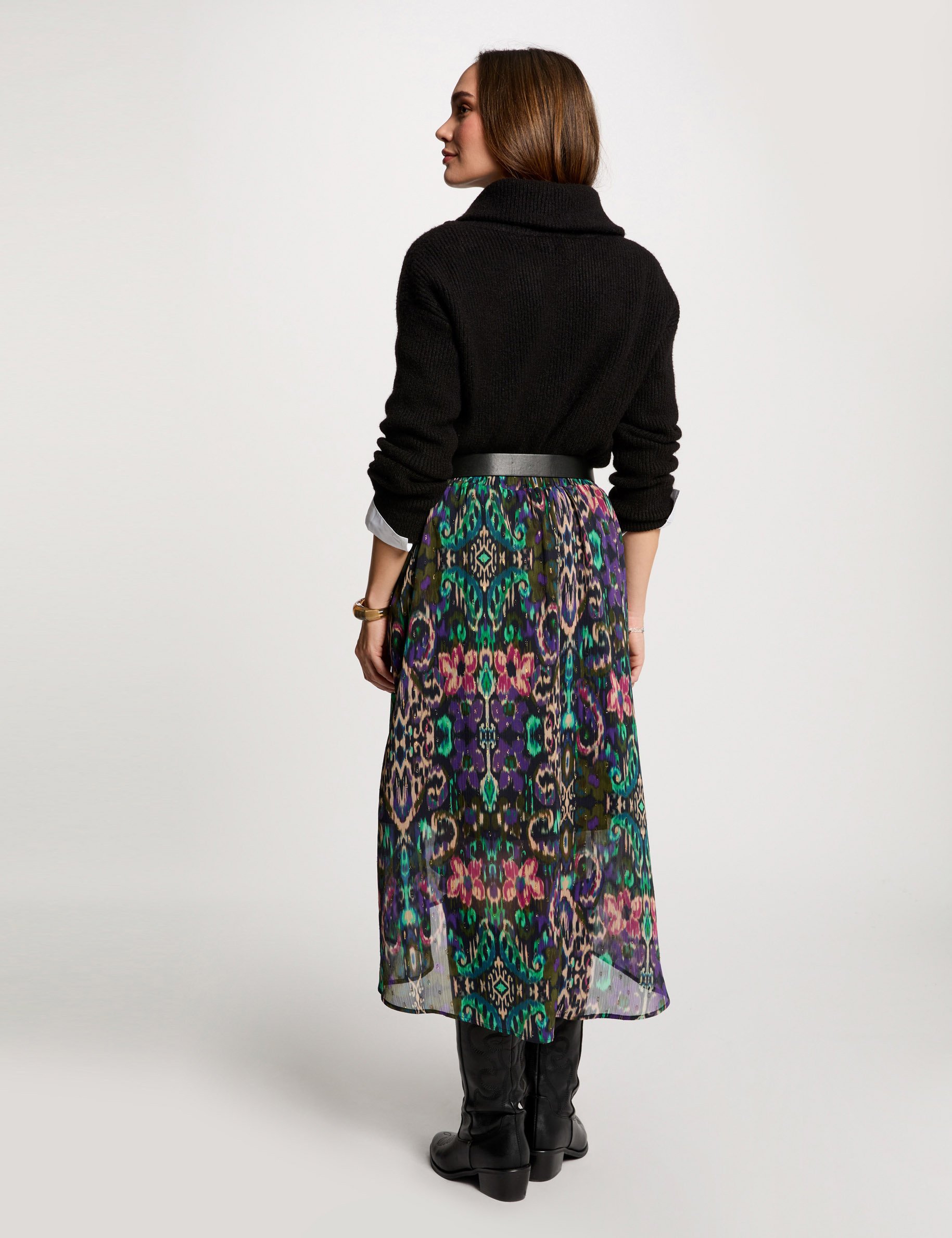 jupe portefeuille imprimee multicolore femme Jupe portefeuille imprimée multicolore femme