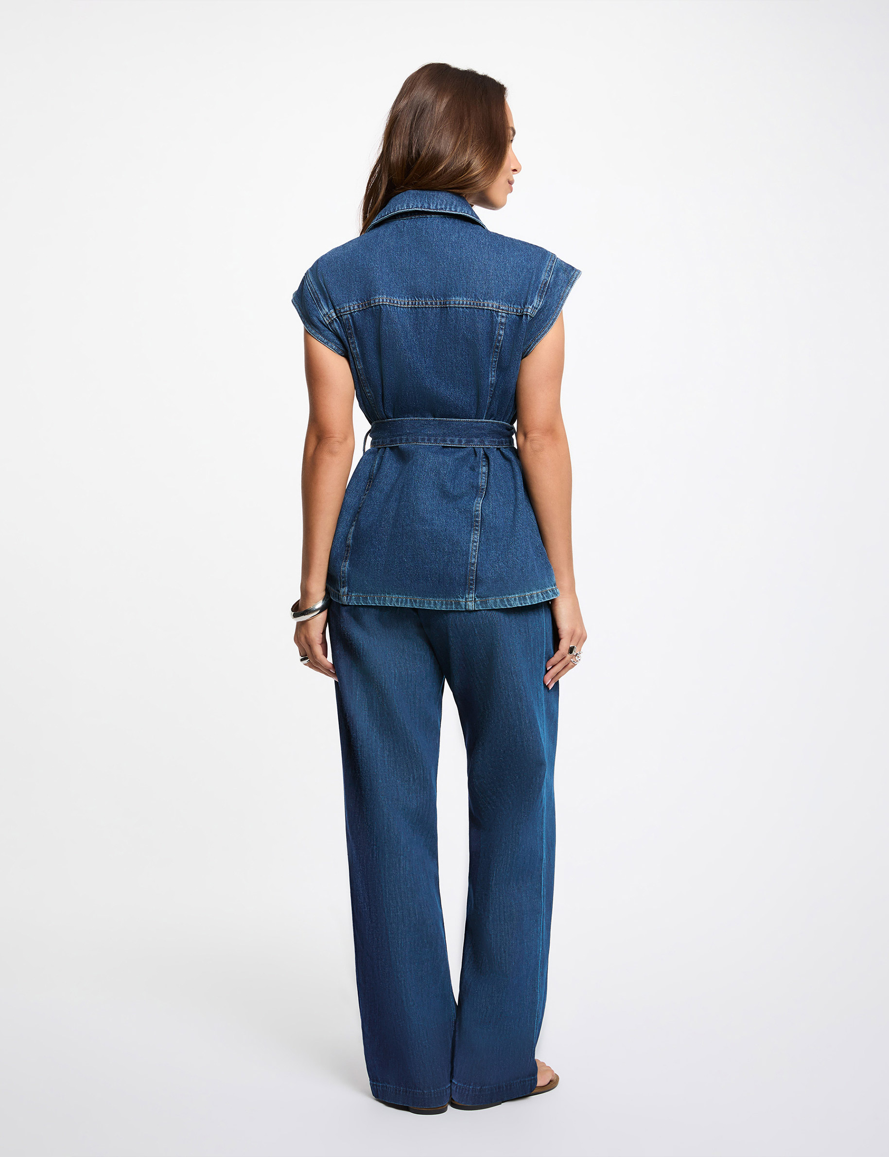 Veste sans manches jean denim brut femme
