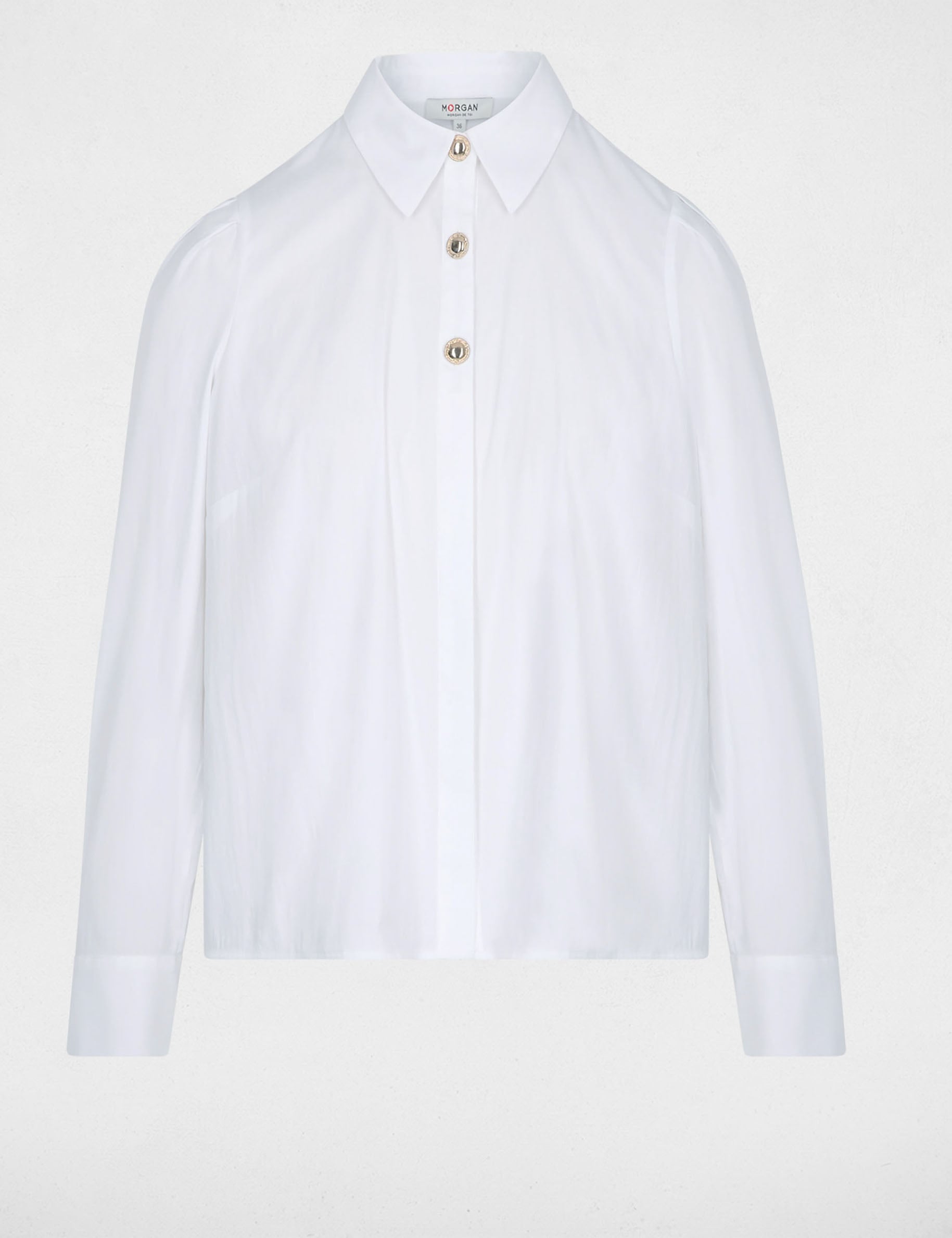 Chemise col &agrave; revers blanc femme
