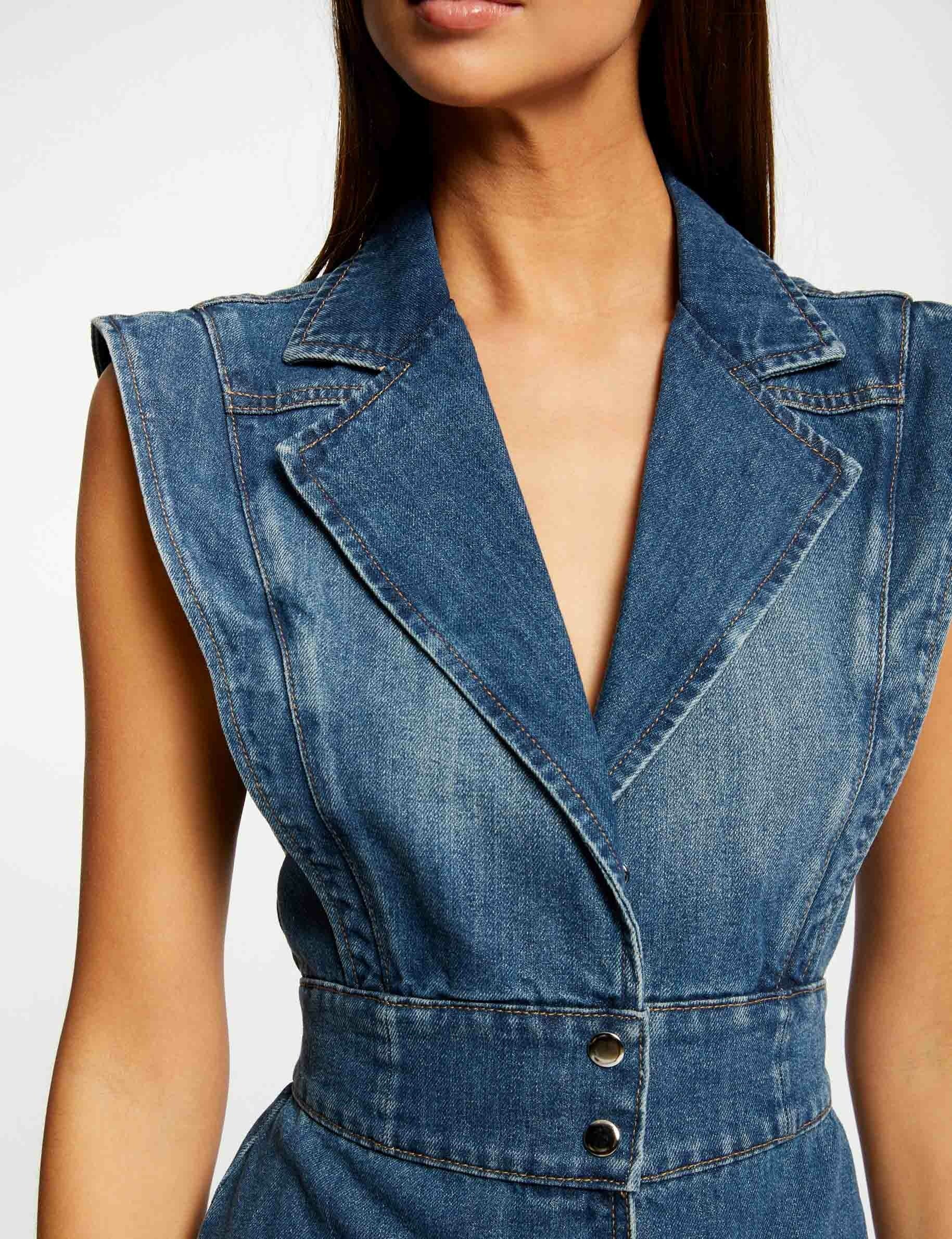 Robe sans manches ceintrée jean stone femme Robe sans manches ceintrée jean stone femme