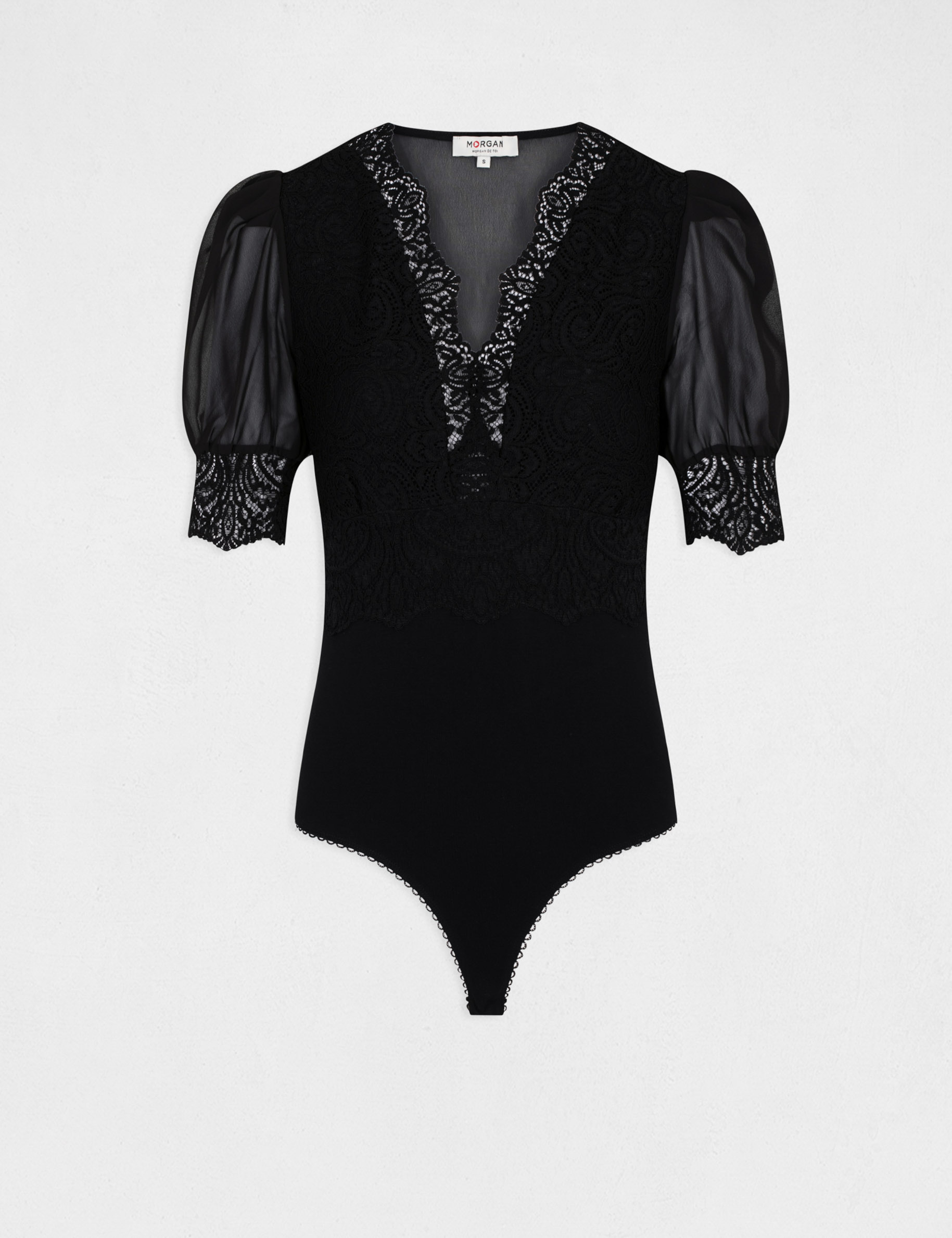 Body manches courtes à dentelle noir femme Body manches courtes à dentelle noir femme