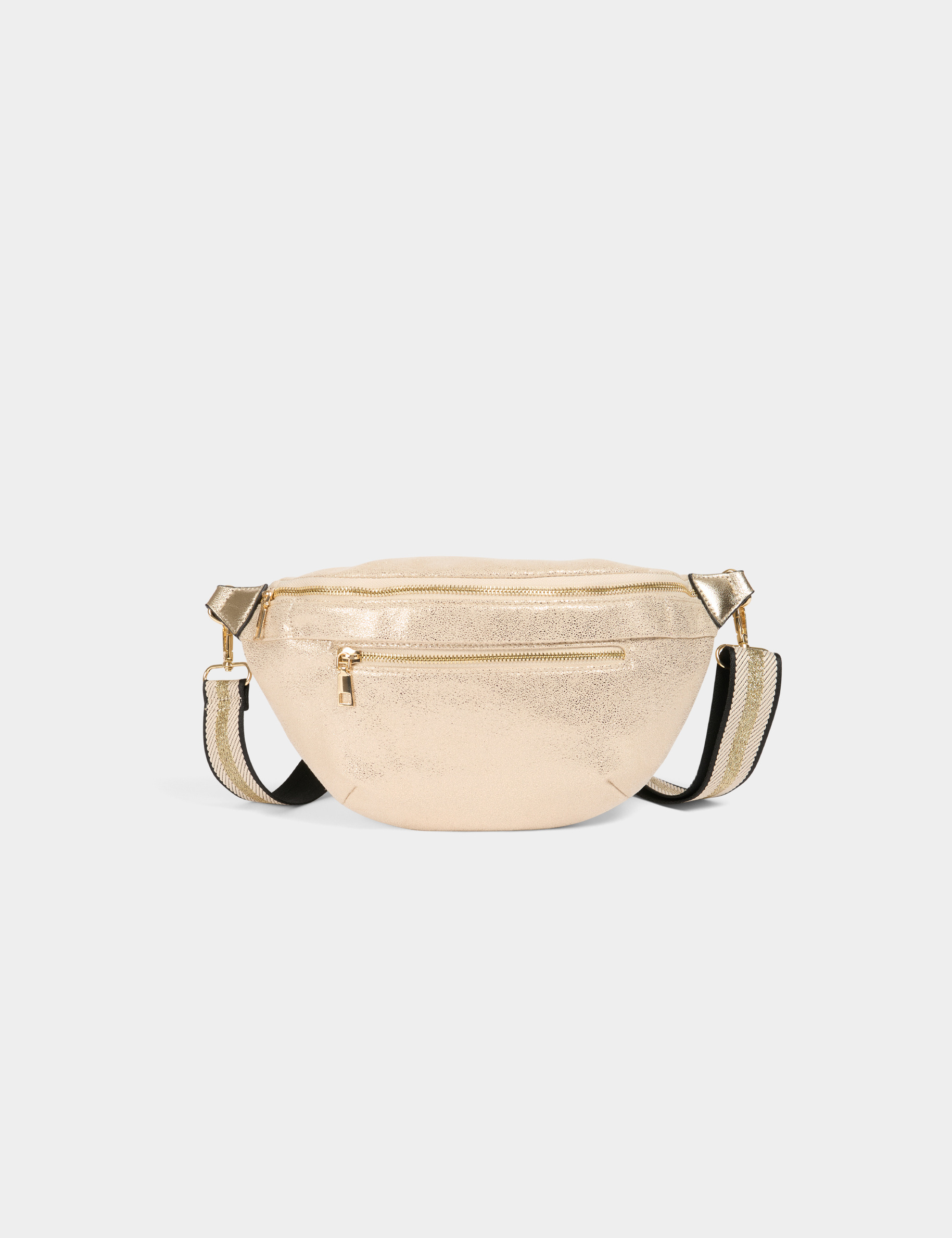 Sac banane m&eacute;tallis&eacute; jaune or femme