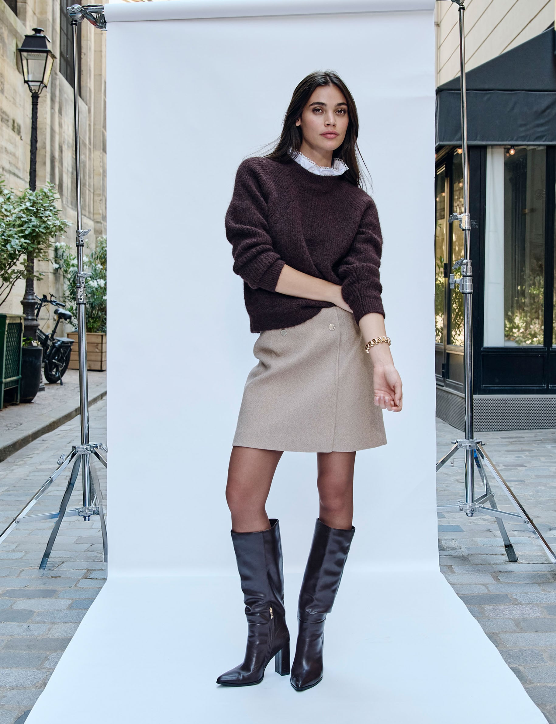 Jupe courte beige moyen femme