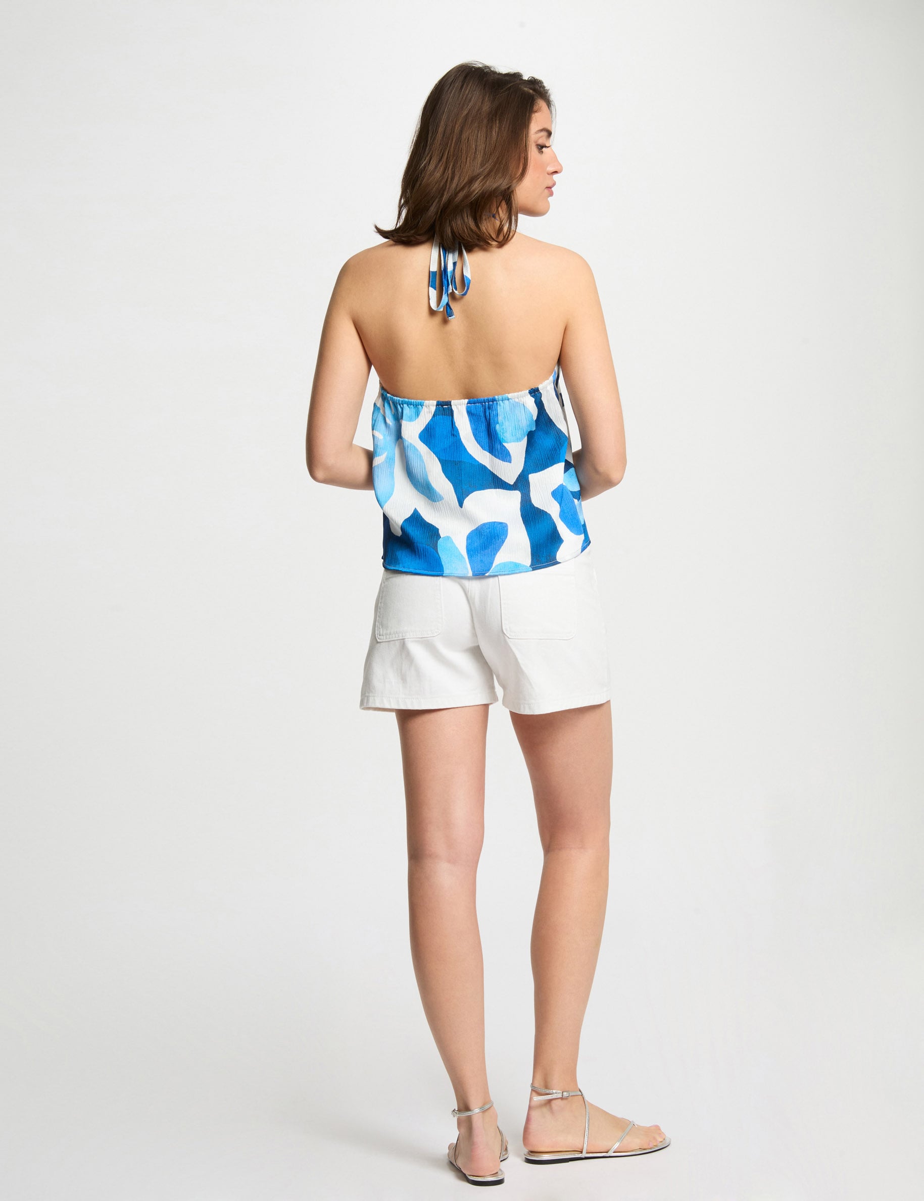 Top dos nu imprim&eacute; multicolore femme
