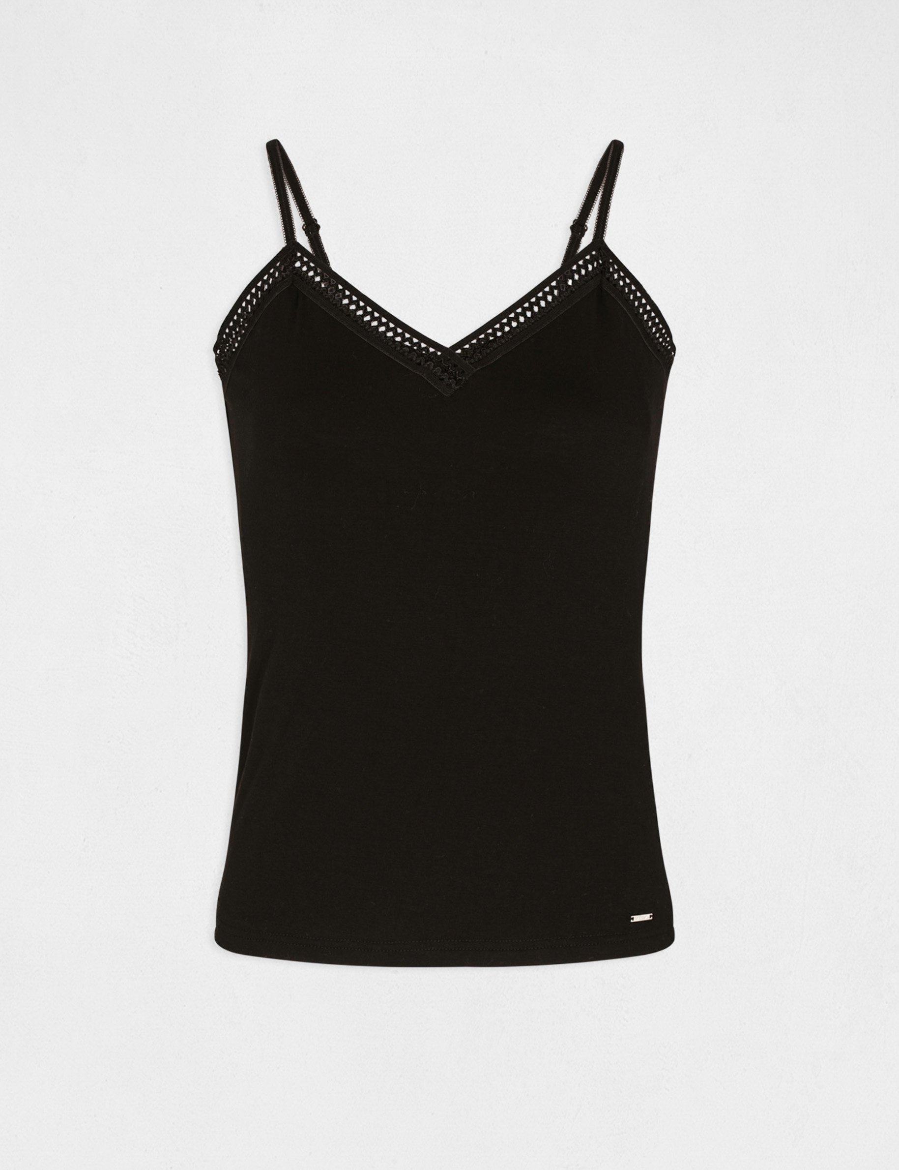 debardeur bretelles fines bande dentelle noir femme Débardeur bretelles fines bande dentelle noir femme