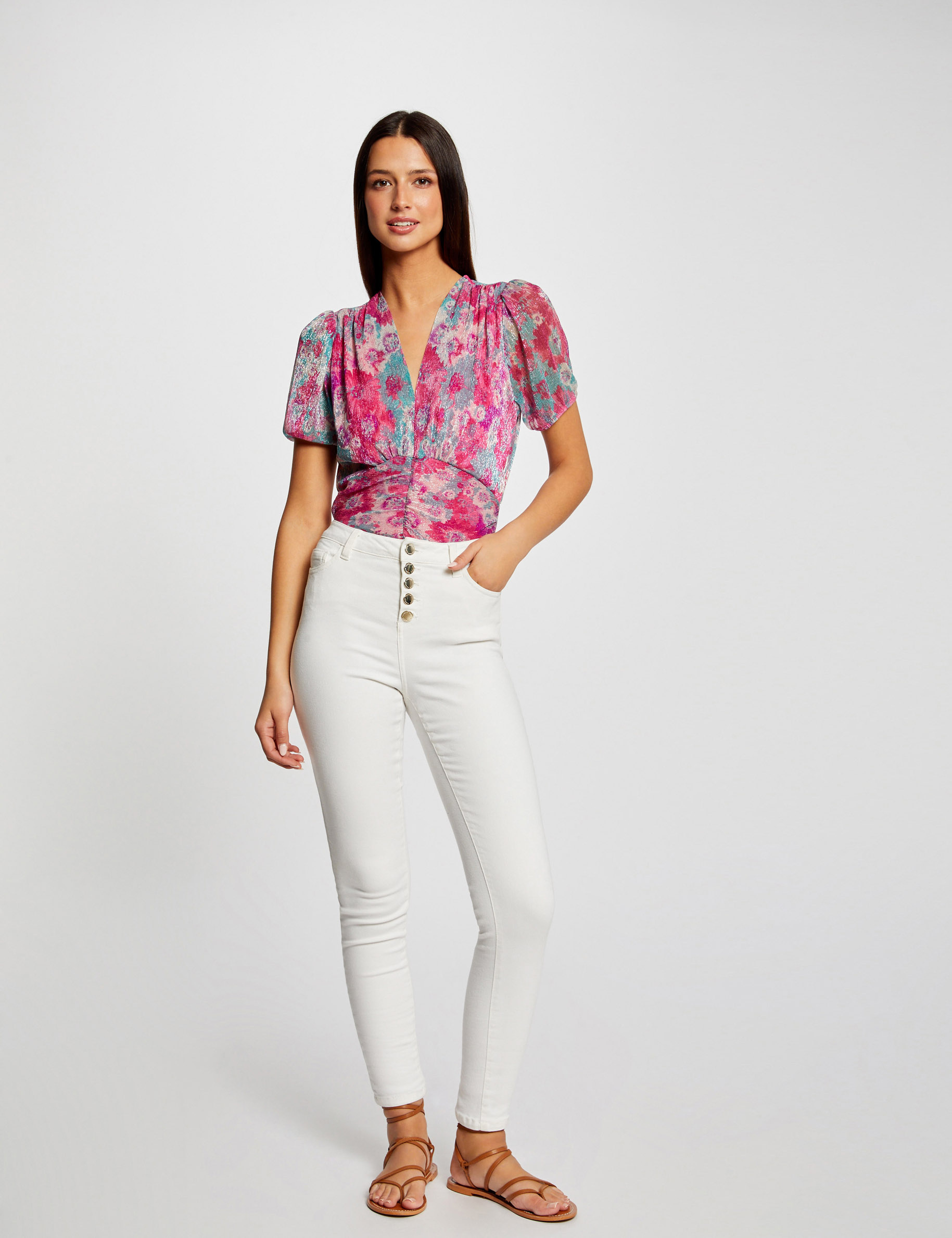 T-shirt manches courtes imprimé floral rose femme T-shirt manches courtes imprimé floral rose femme