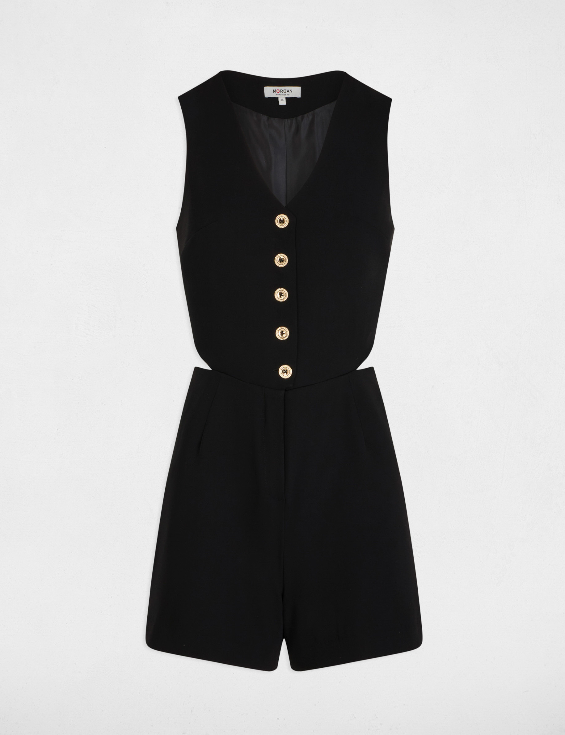Combishort sans manches noir femme