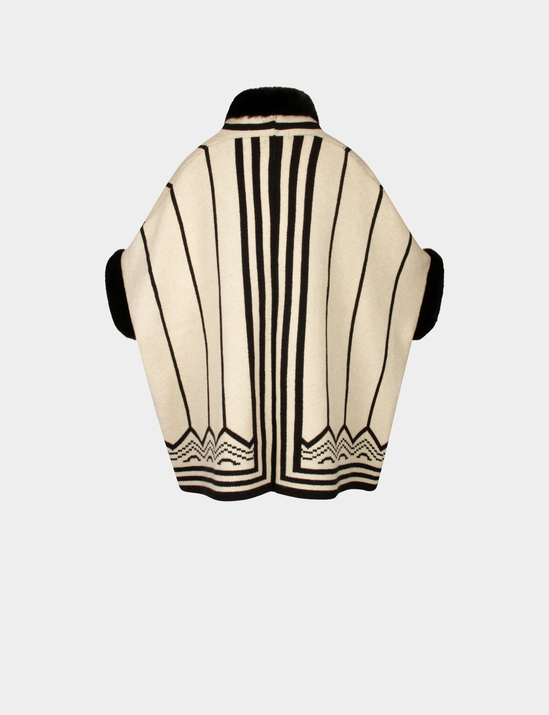 poncho imprime graphique noir femme Poncho imprimé graphique noir femme