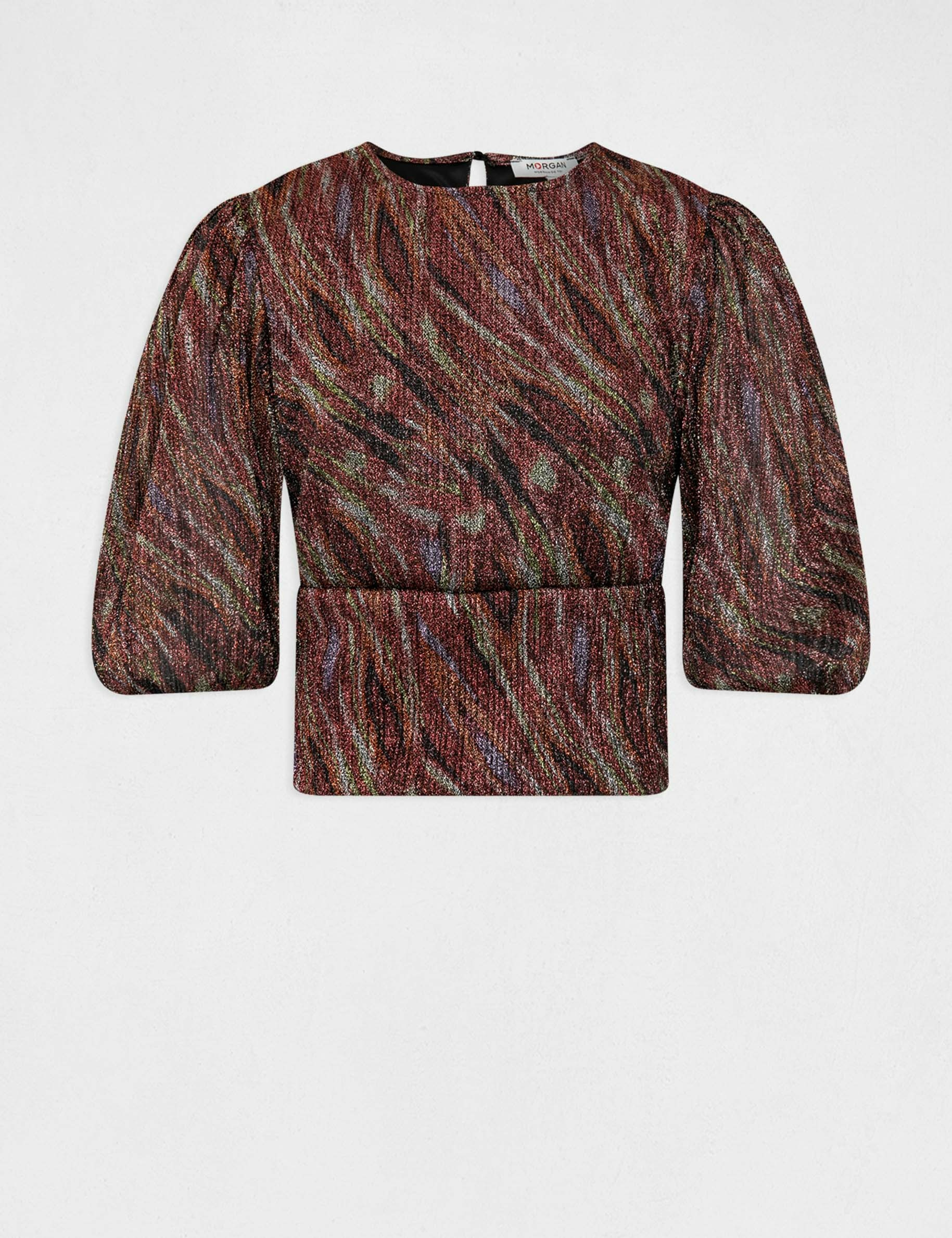 T-shirt manches 3/4 imprimé abstrait multico femme
