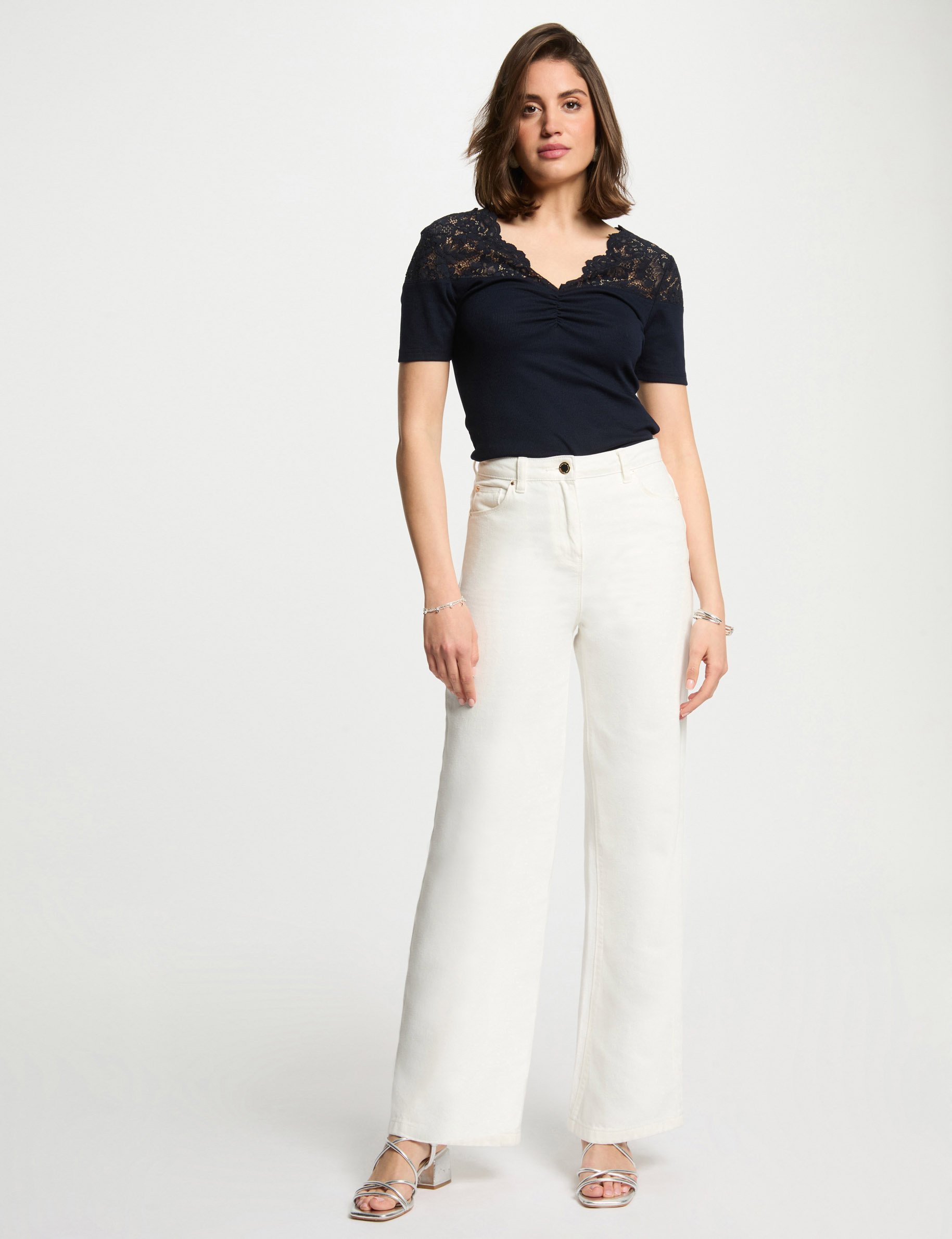 t shirt manches courtes bleu marine femme T-shirt manches courtes bleu marine femme
