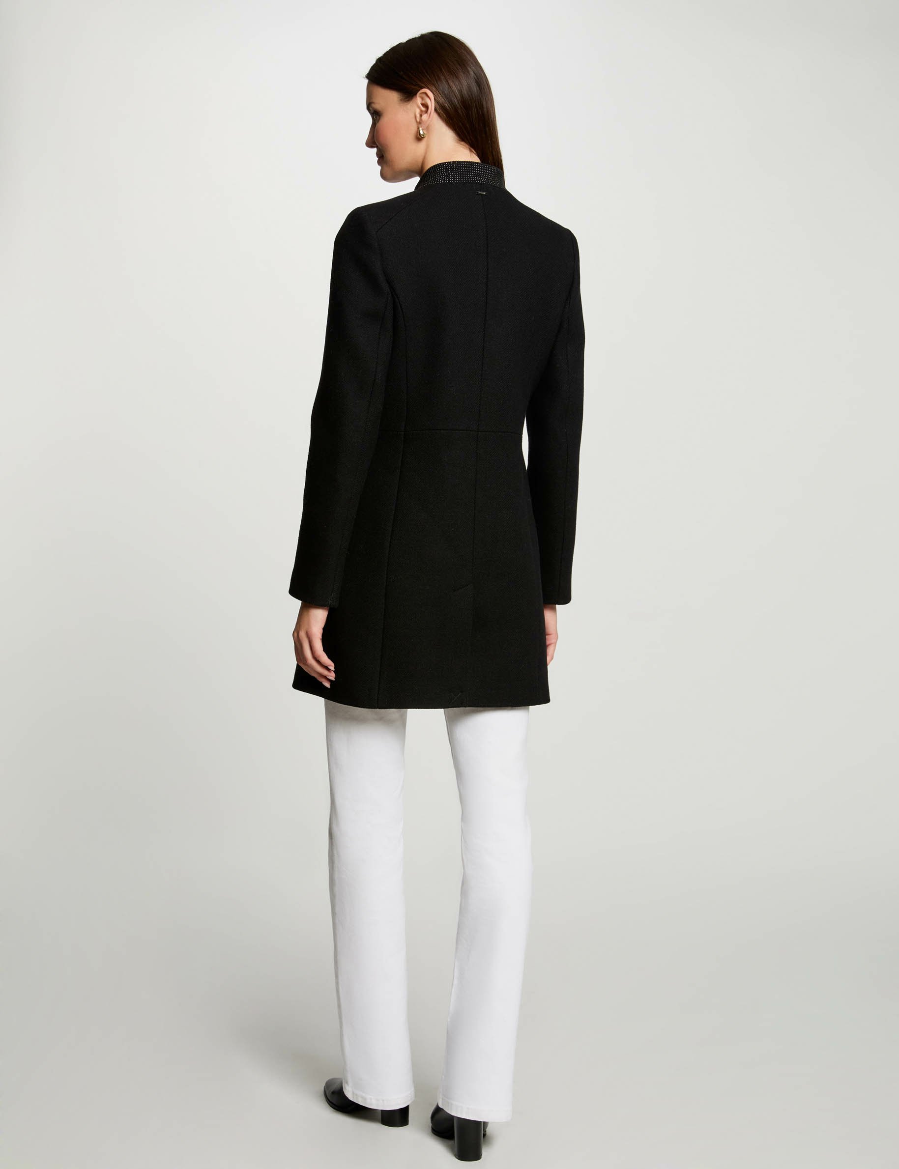 manteau long boutonne noir femme Manteau long boutonné noir femme