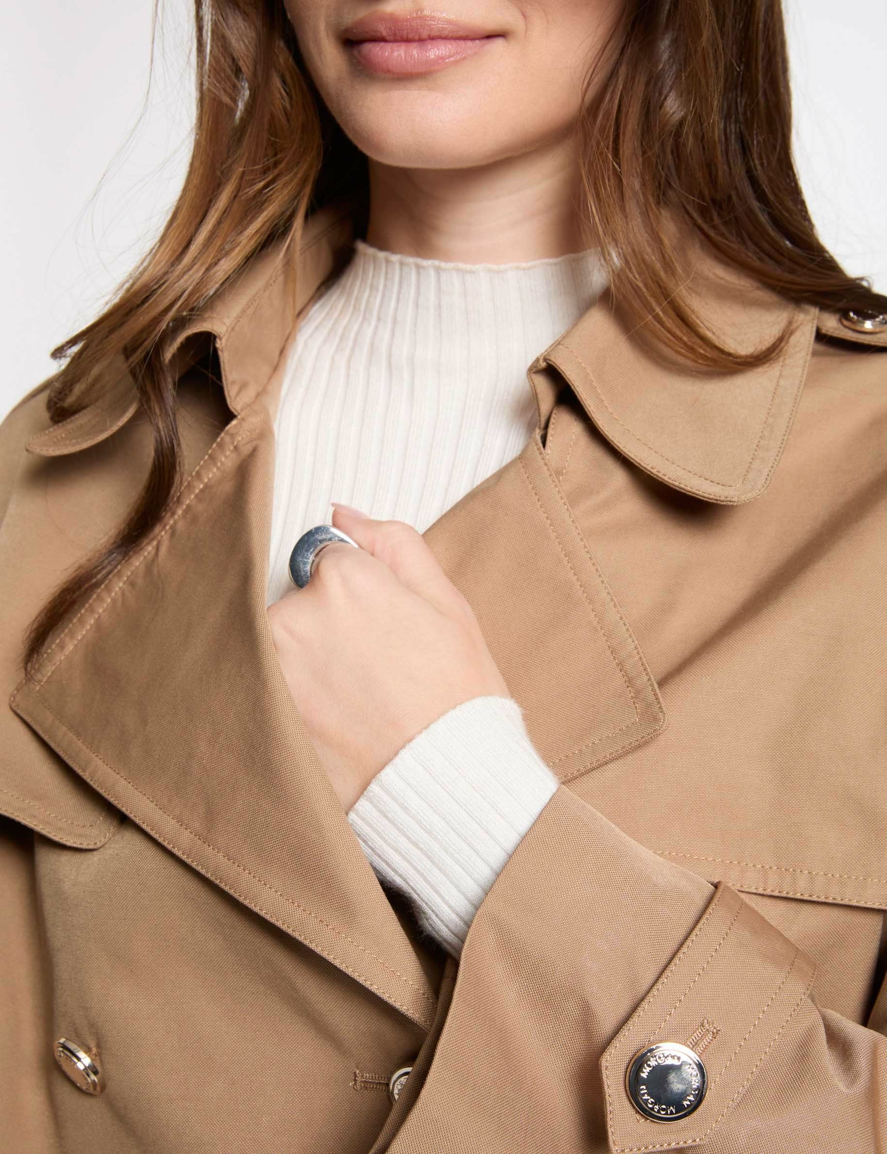 trench court boutonne camel femme Trench court boutonné camel femme