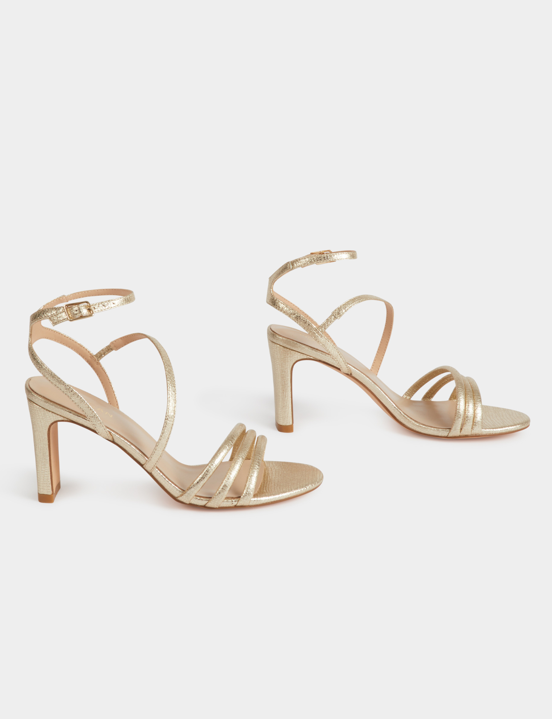 Sandales à talons jaune or femme