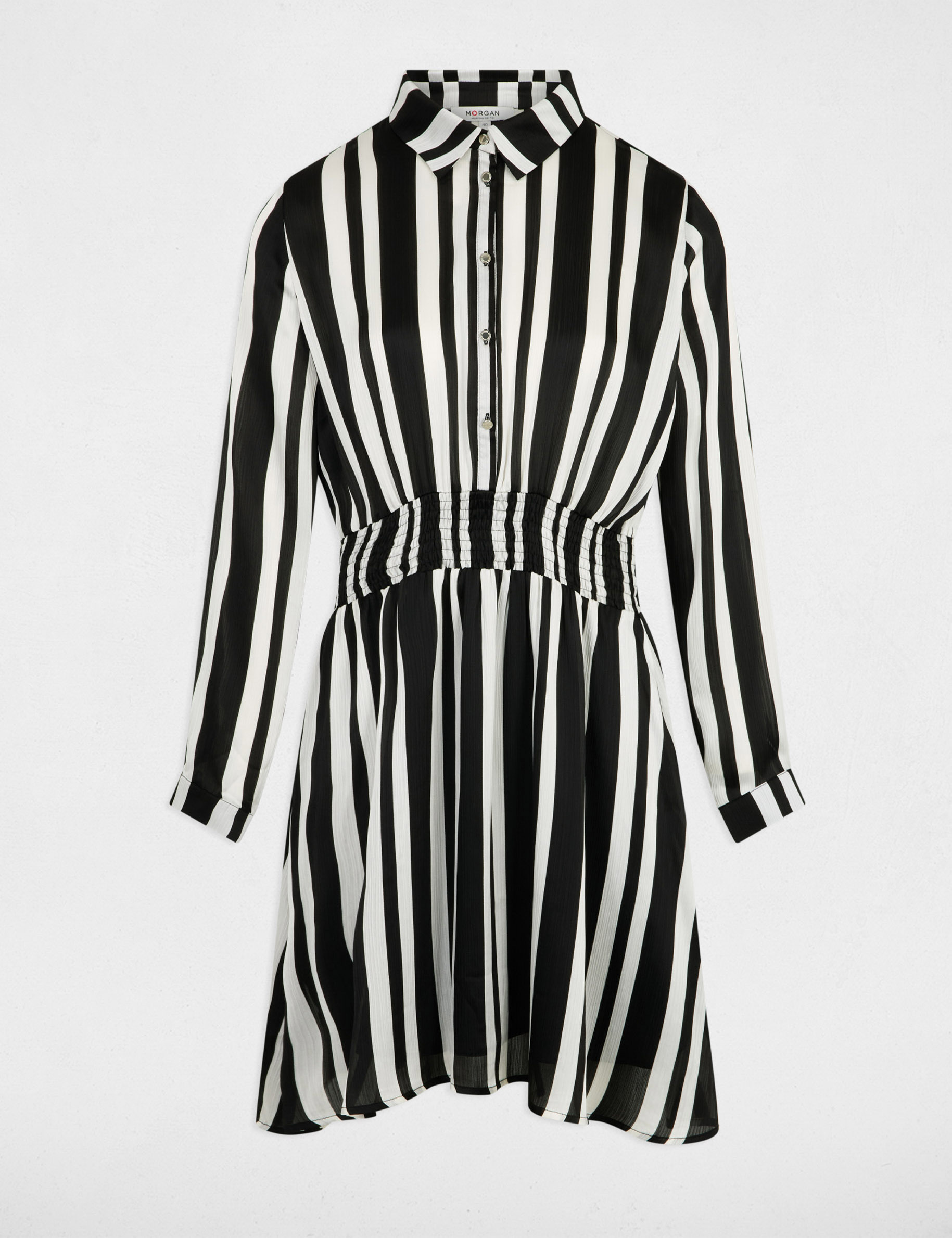 Robe droite ray&eacute;e asym&eacute;trique multicolore femme