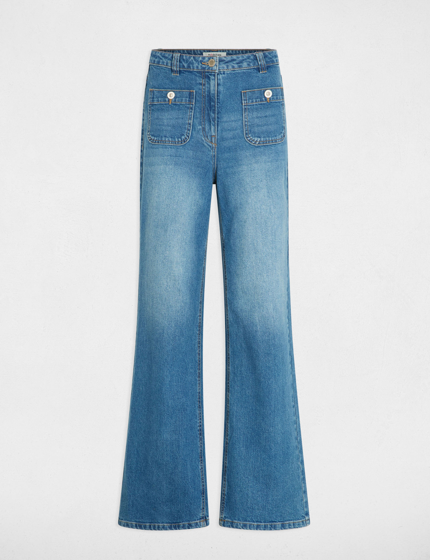 Jean large taille haute denim stone femme