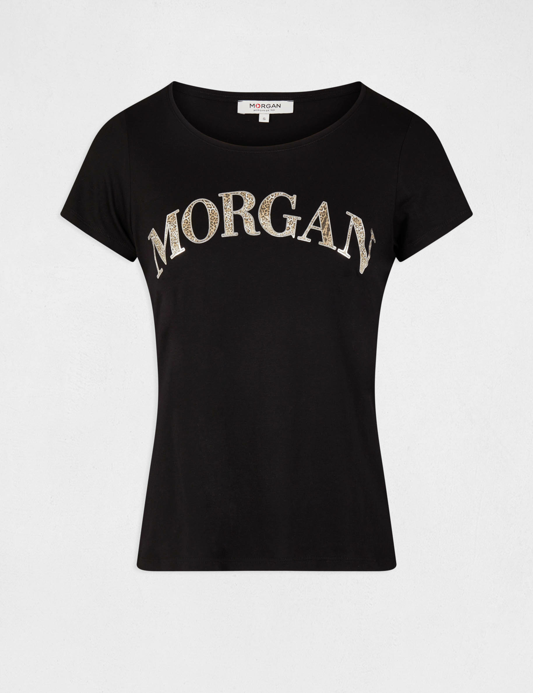 T-shirt manches courtes à inscription noir femme T-shirt manches courtes à inscription noir femme
