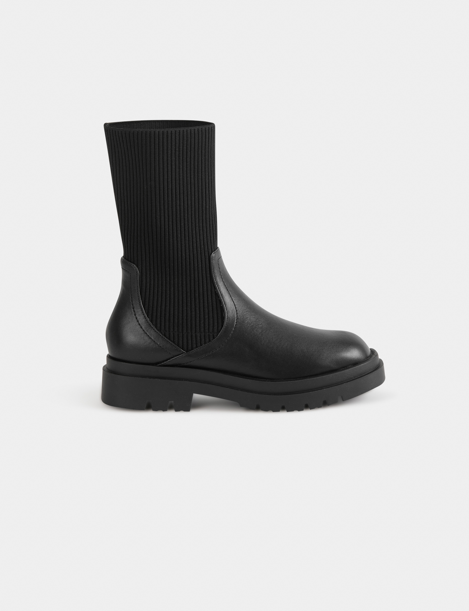 Bottines chaussettes plates noir femme Bottines chaussettes plates noir femme