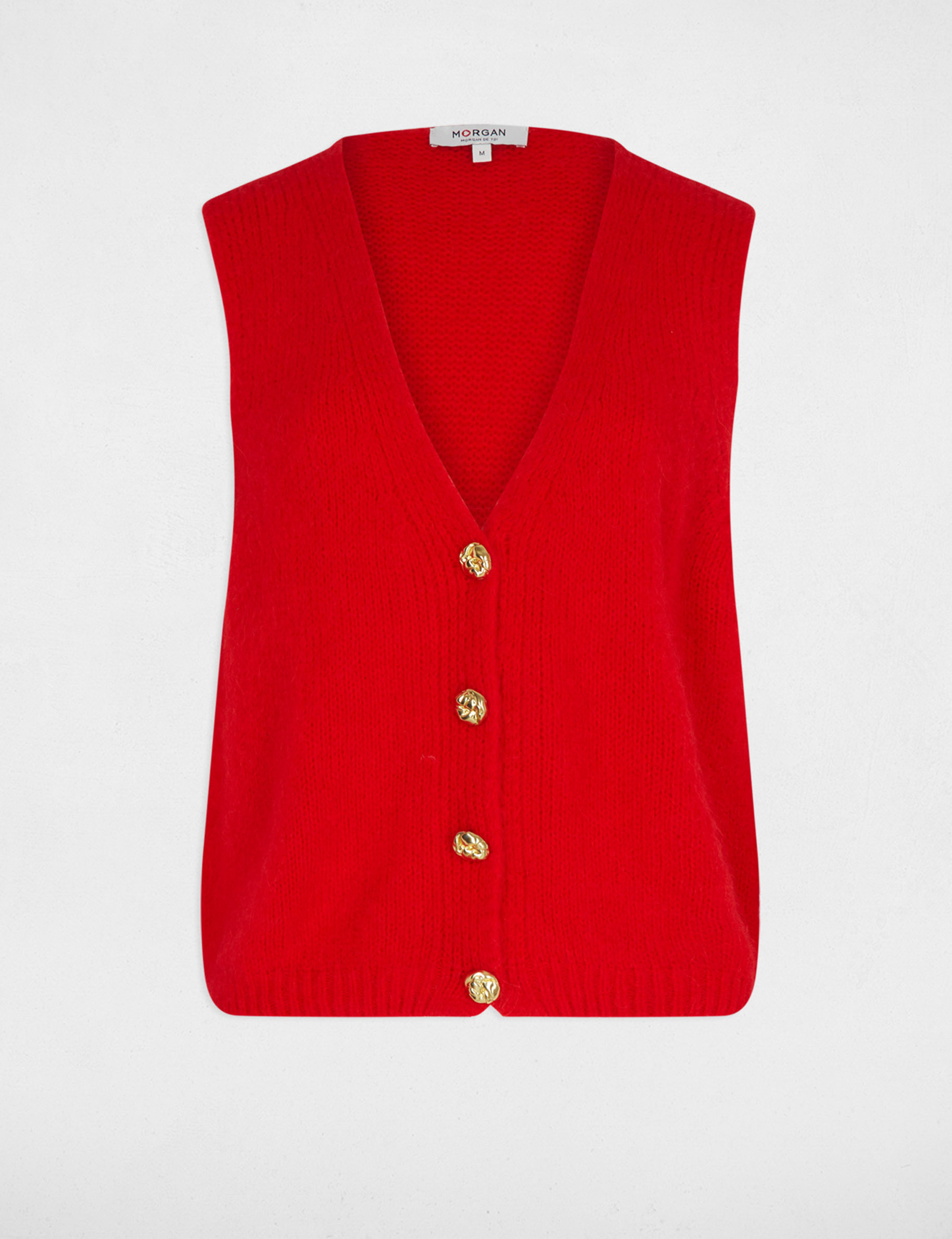 Pull sans manches rouge femme Morgan
